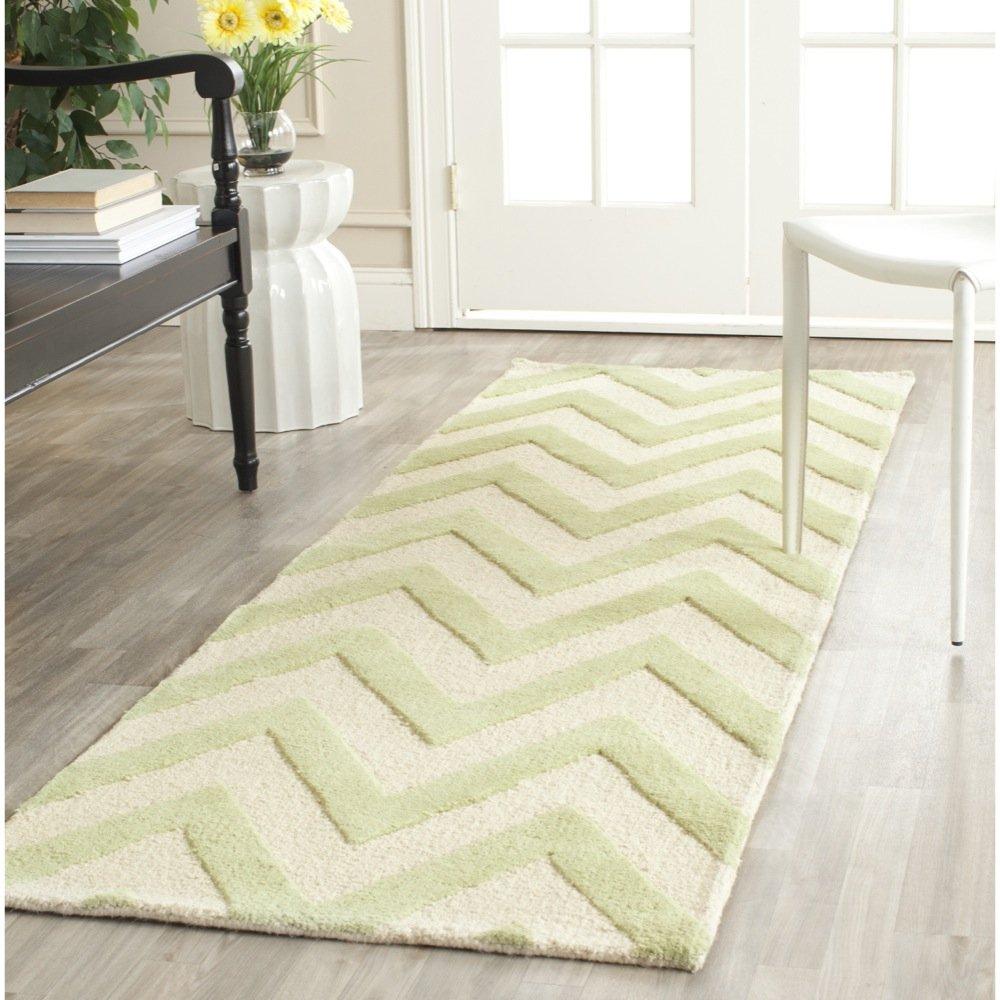 SAFAVIEH Cambridge Kaitlyn Geometric Wool Area Rug, Light Green/Ivory, 2'6" x 4'