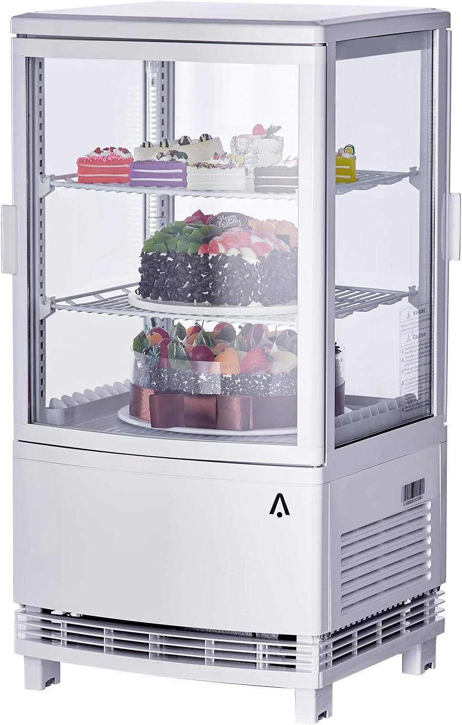 White Double Glass Door Countertop Display Refrigerator with LED Lighting