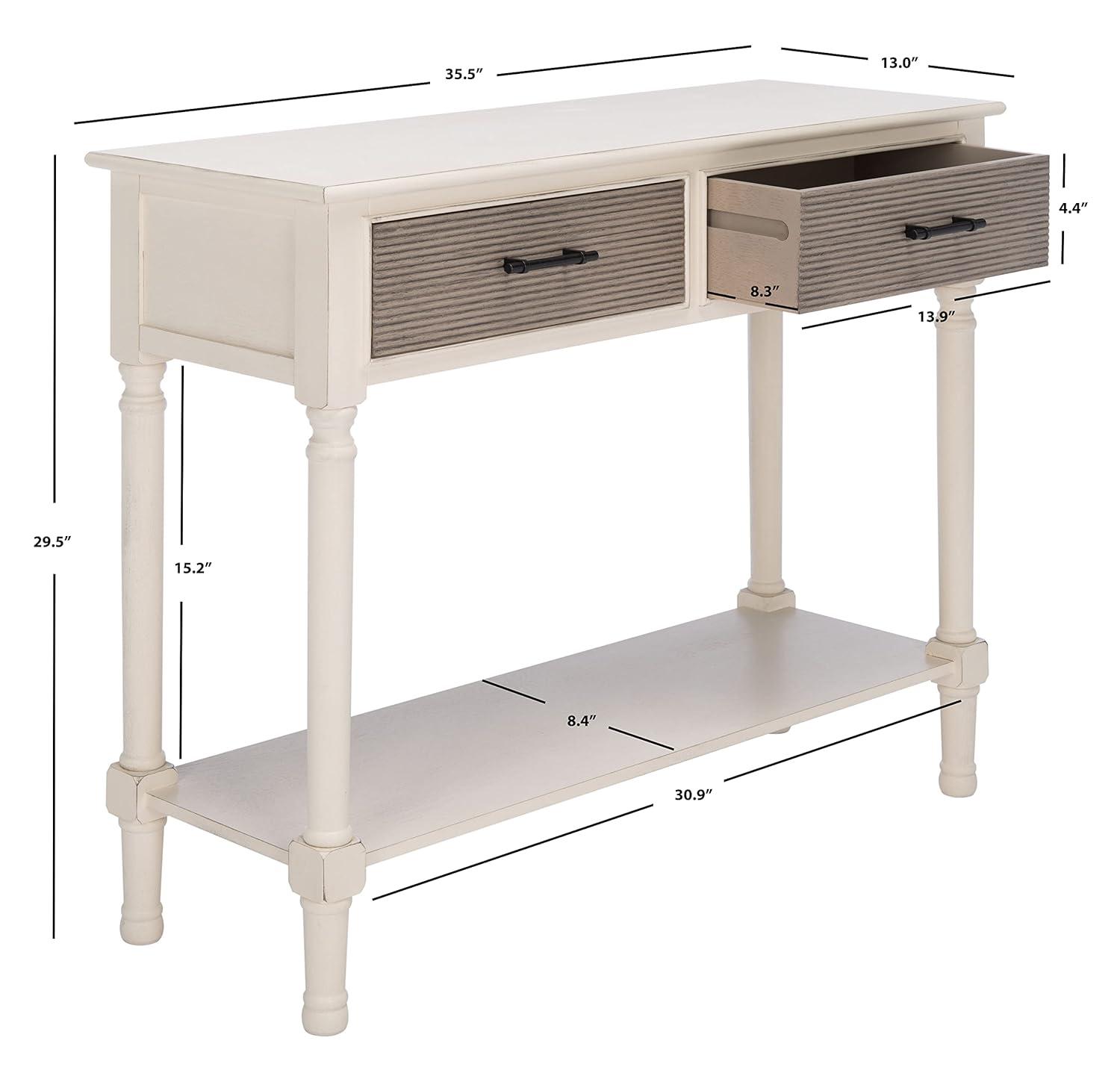 Ryder 2 Drawer Console Table - Distressed White/Greige - Safavieh