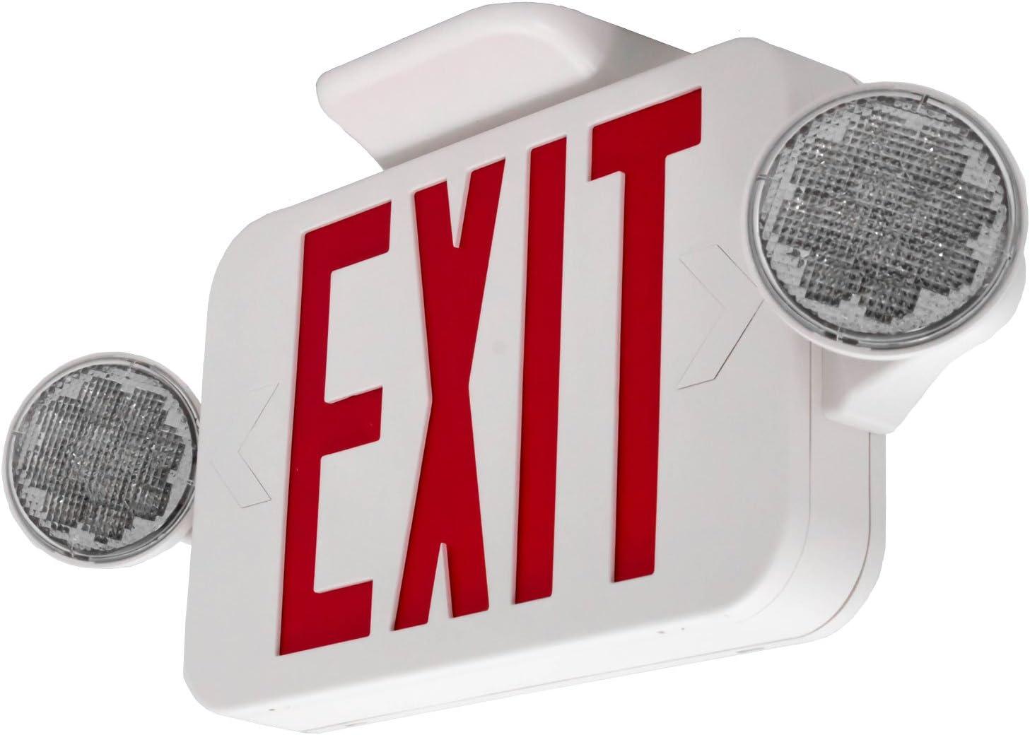 LFI Lights - Hardwired Red Compact Combo Exit Sign Emergency Egress Light - High Output - COMBORJR2