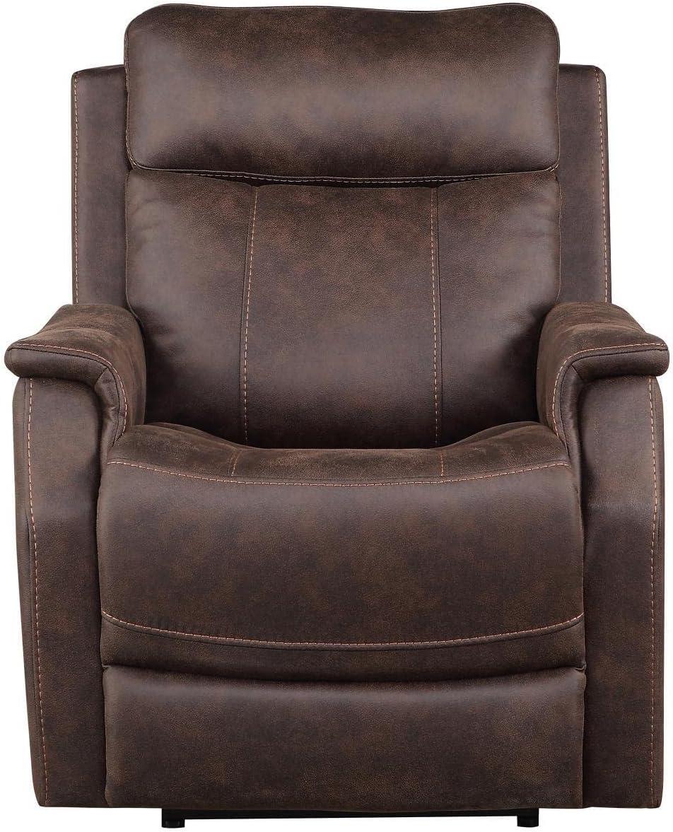 Steve Silver Valencia Leatherette Dual Power Reclining Chair with USB, Walnut