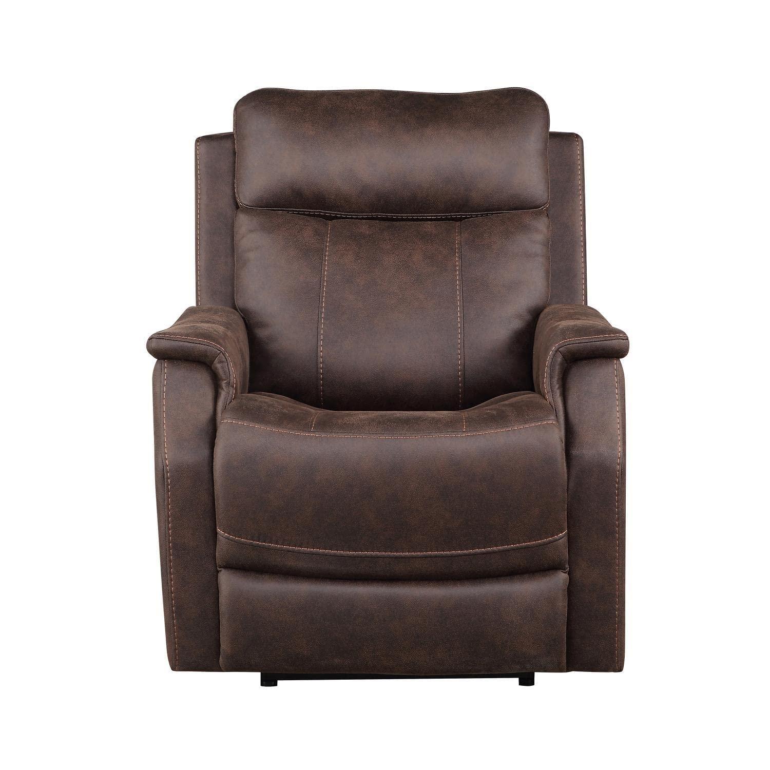 Steve Silver Valencia Leatherette Dual Power Reclining Chair with USB, Walnut
