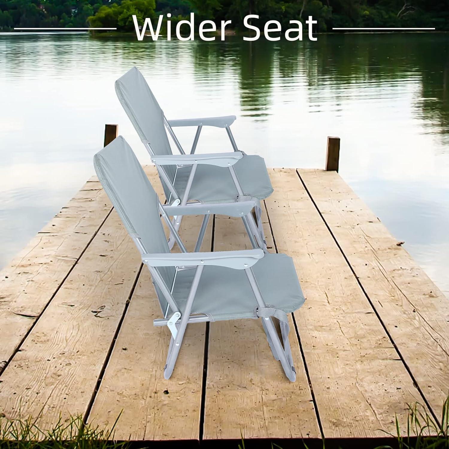YSSOA Folding Beach Adults, Portable Heavy-Duty Chairs Made of High Strength 600D Oxford Fabric and Steel Frame for Outdoors, Camping, Picnic, BBQ, 1-Pack, Grey (FNCHARCAMP08GV1)
