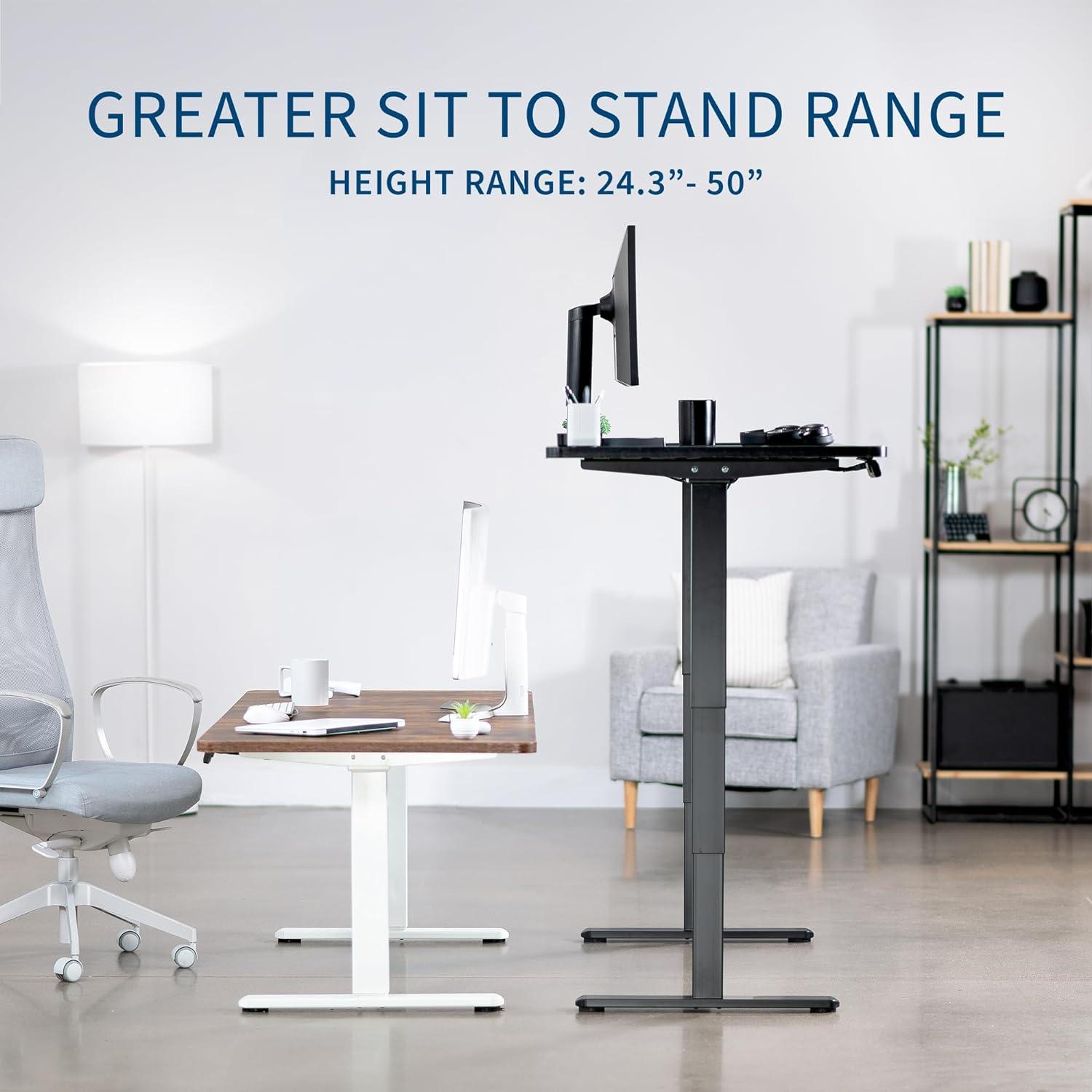 63" White Particle Board Adjustable Height Standing Desk with Dual Motors