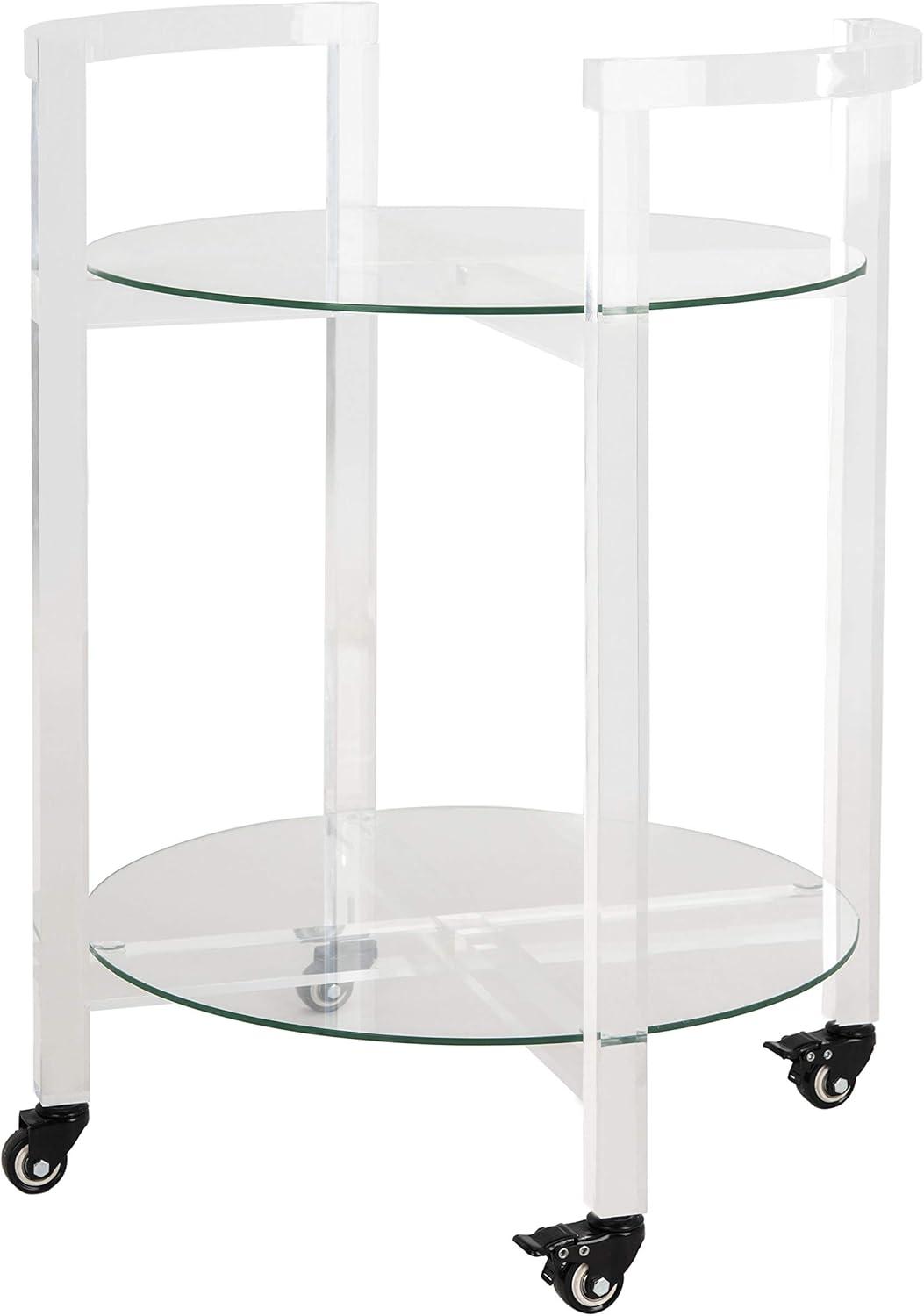 SAFAVIEH Couture Jules 2-Tier Glam Acrylic Bar Cart with Casters, Clear