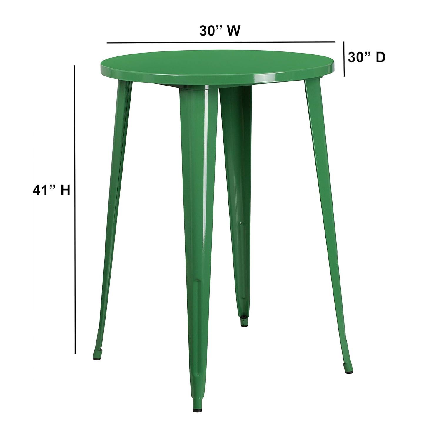 Flash Furniture Commercial Grade 30" Round Green Metal Indoor-Outdoor Bar Height Table