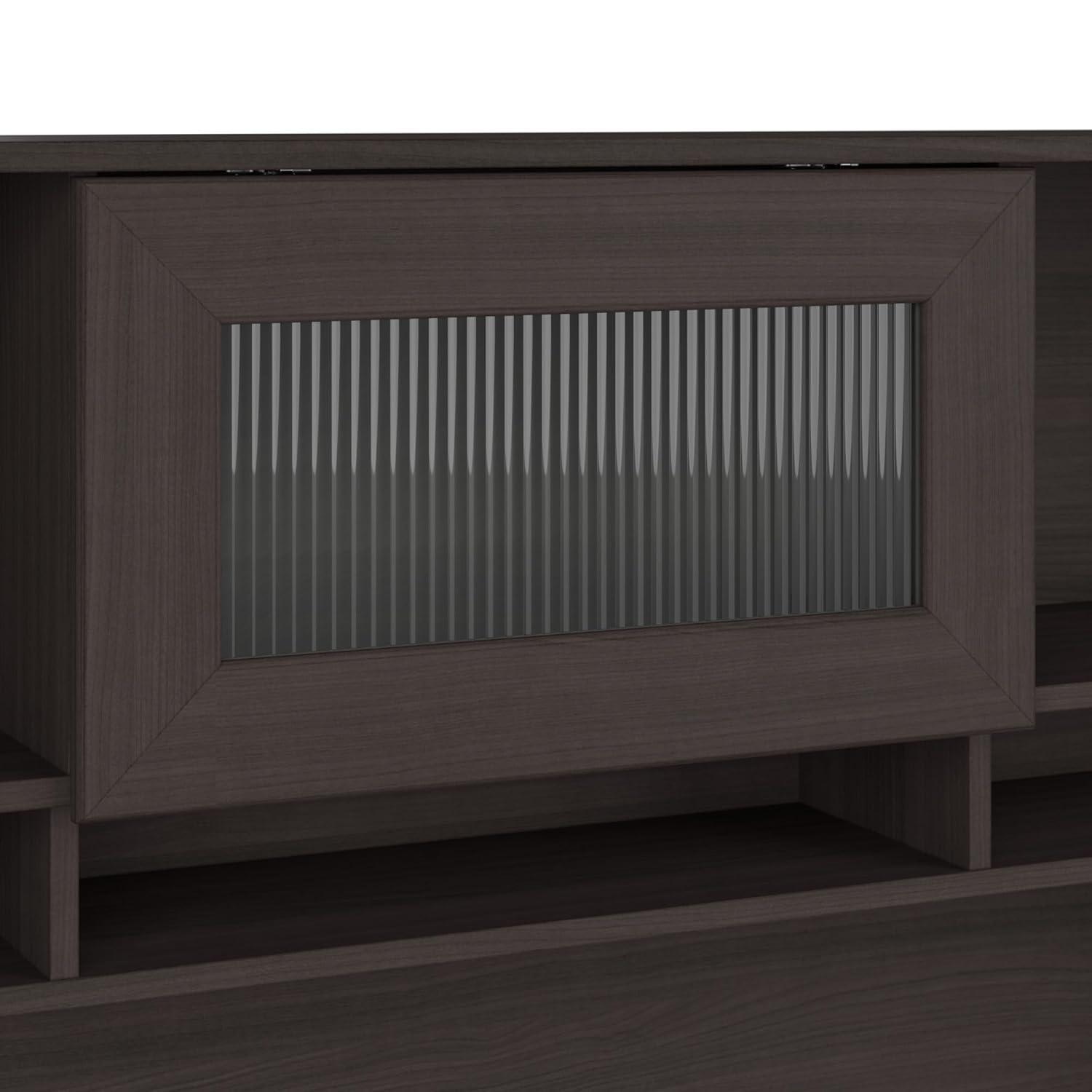 Cabot 60W L Shaped Computer Desk with Hutch Heather Gray - Bush Furniture: Executive Workstation, Storage Cabinet