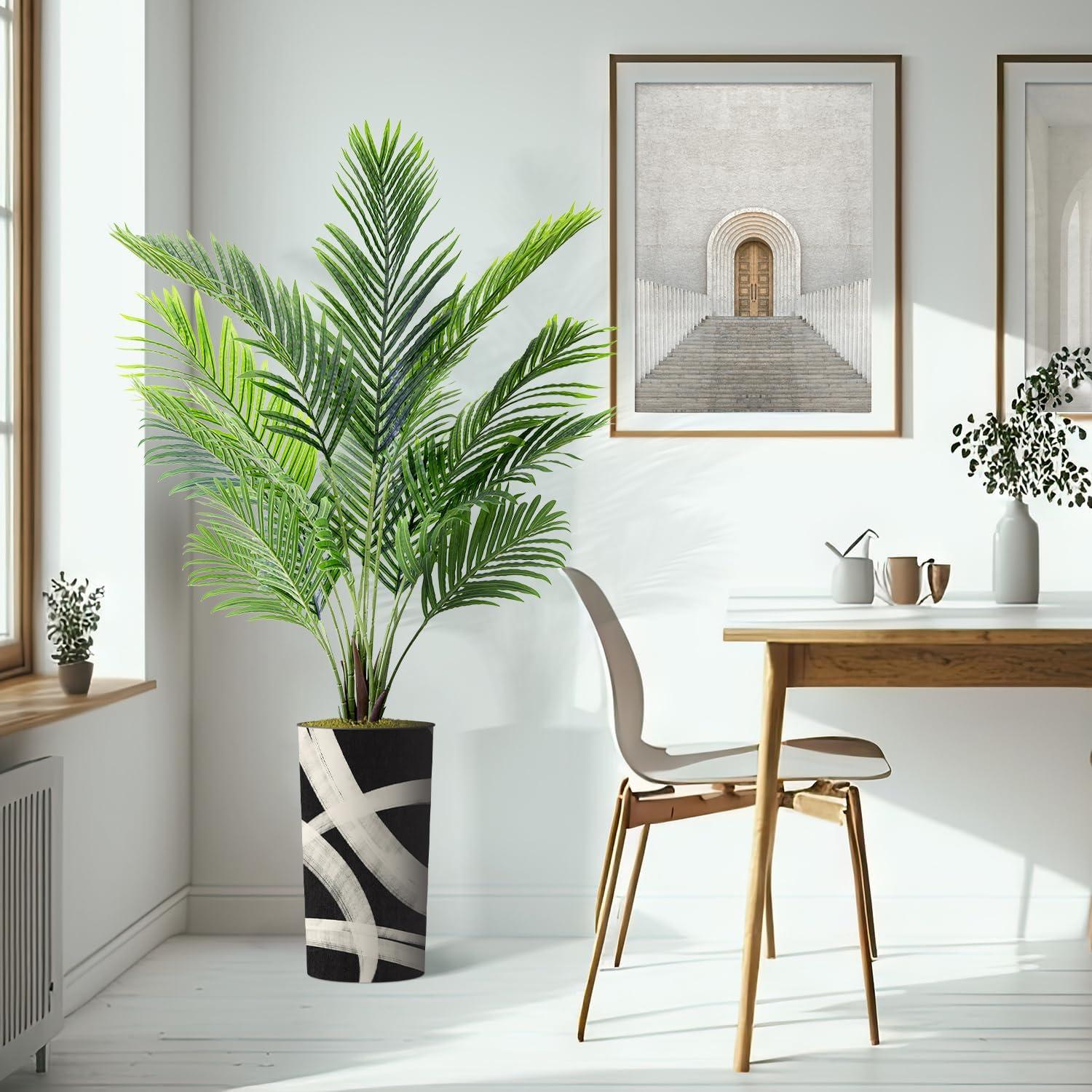 SIGNLEADER Artificial Plant In Planter, Fake Areca Tropical Palm Plant Home Decoration (Plant Pot Plus Plant)