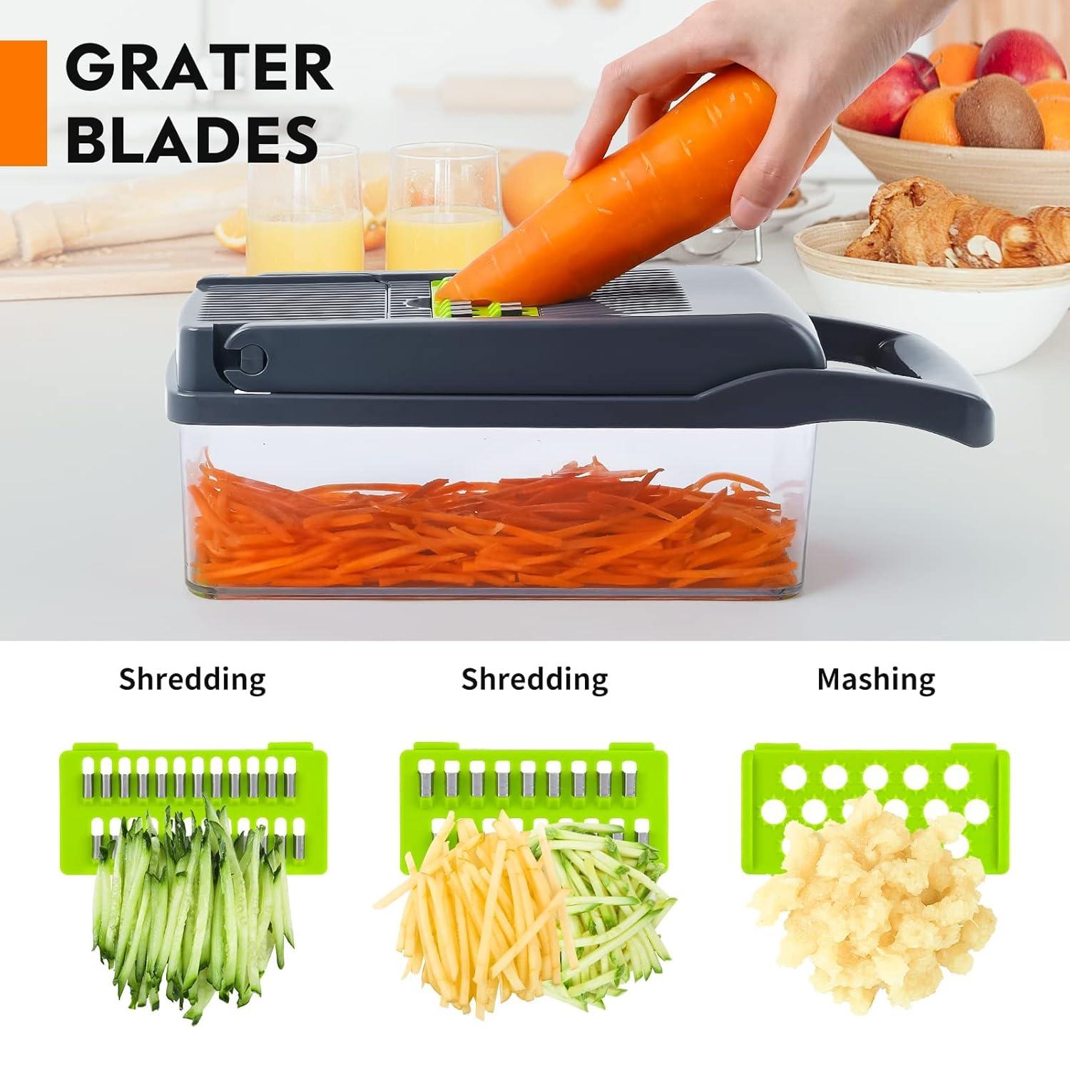 Vegetable Chopper,Pro Onion Chopper,14 in1 Multifunctional Food Chopper,Kitchen Veggie Chopper with 8 Blades,Vegetable Chopper With Container ,Vegetable Slicer Dicer Cutter,Salad,Garlic Chopper