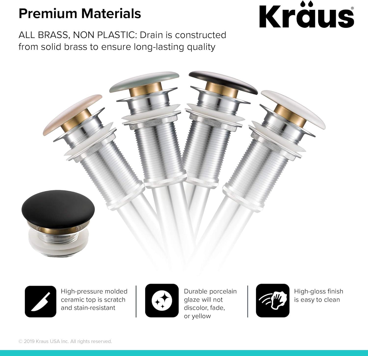 KRAUS Viva Thin Porcelain Ceramic Vessel Bathroom Sink with Pop-Up Drain