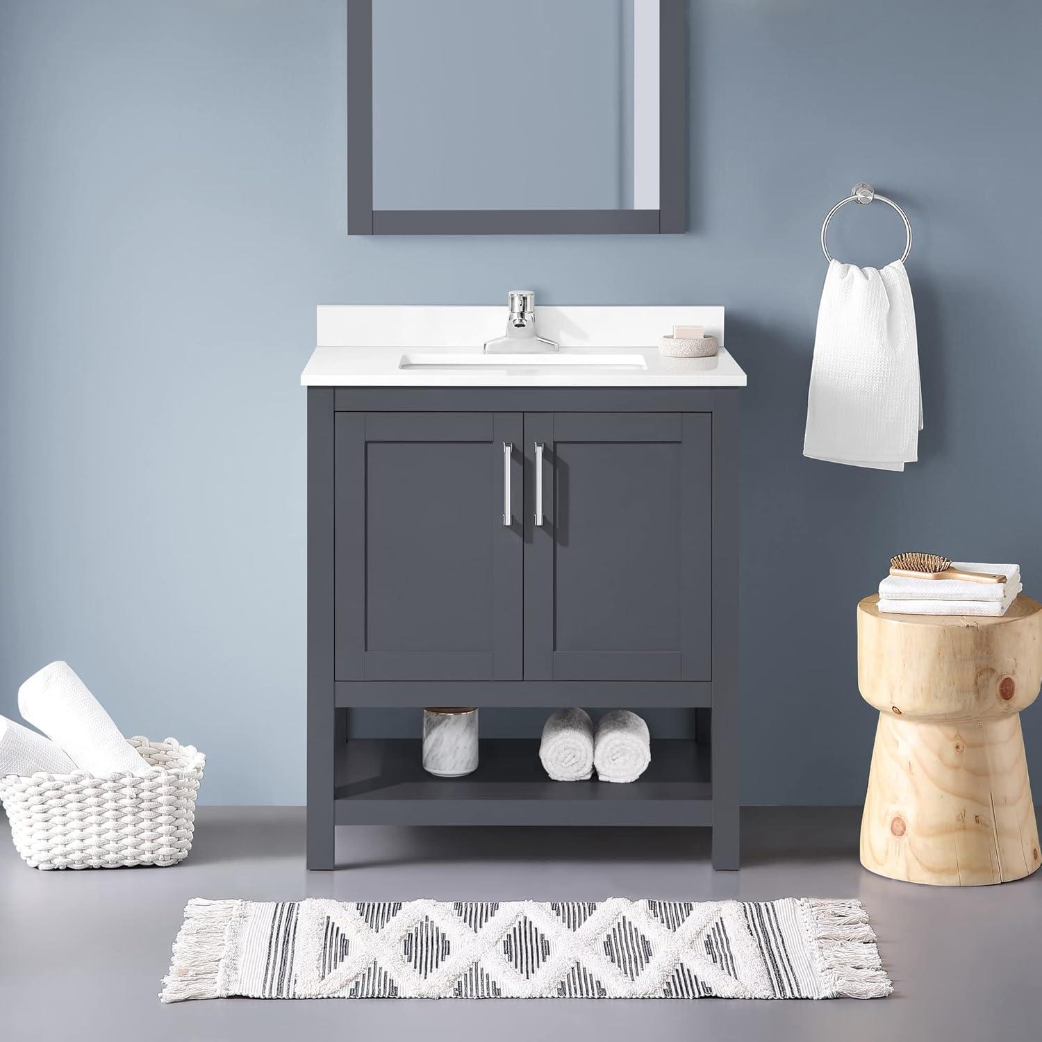 Vegas 30" Dark Charcoal Single Sink Vanity with White Countertop