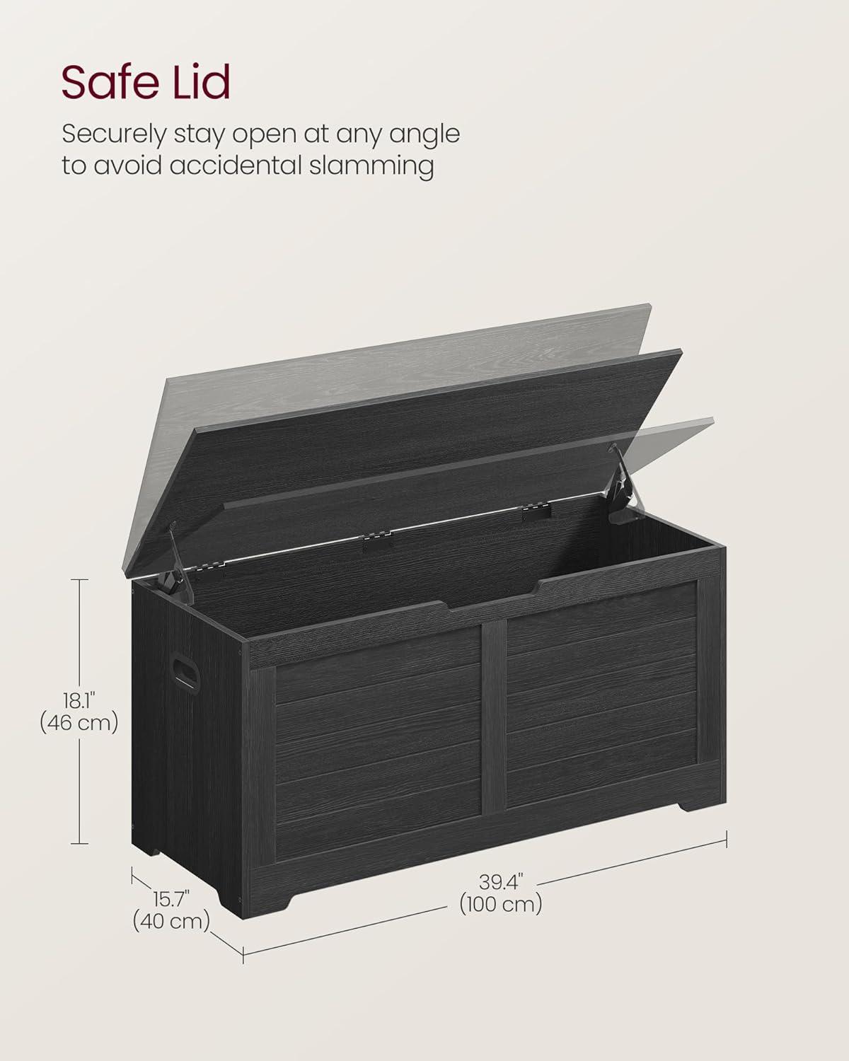 Killeryuki Storage Chest, Storage Trunk with 2 Safety Hinges, Storage Bench, Shoe Bench, Farmhouse Killeryuki, 15.7 x 39.4 x 18.1 Inches, for Entryway, Bedroom, Living Room, Ebony Black ULSB061B01