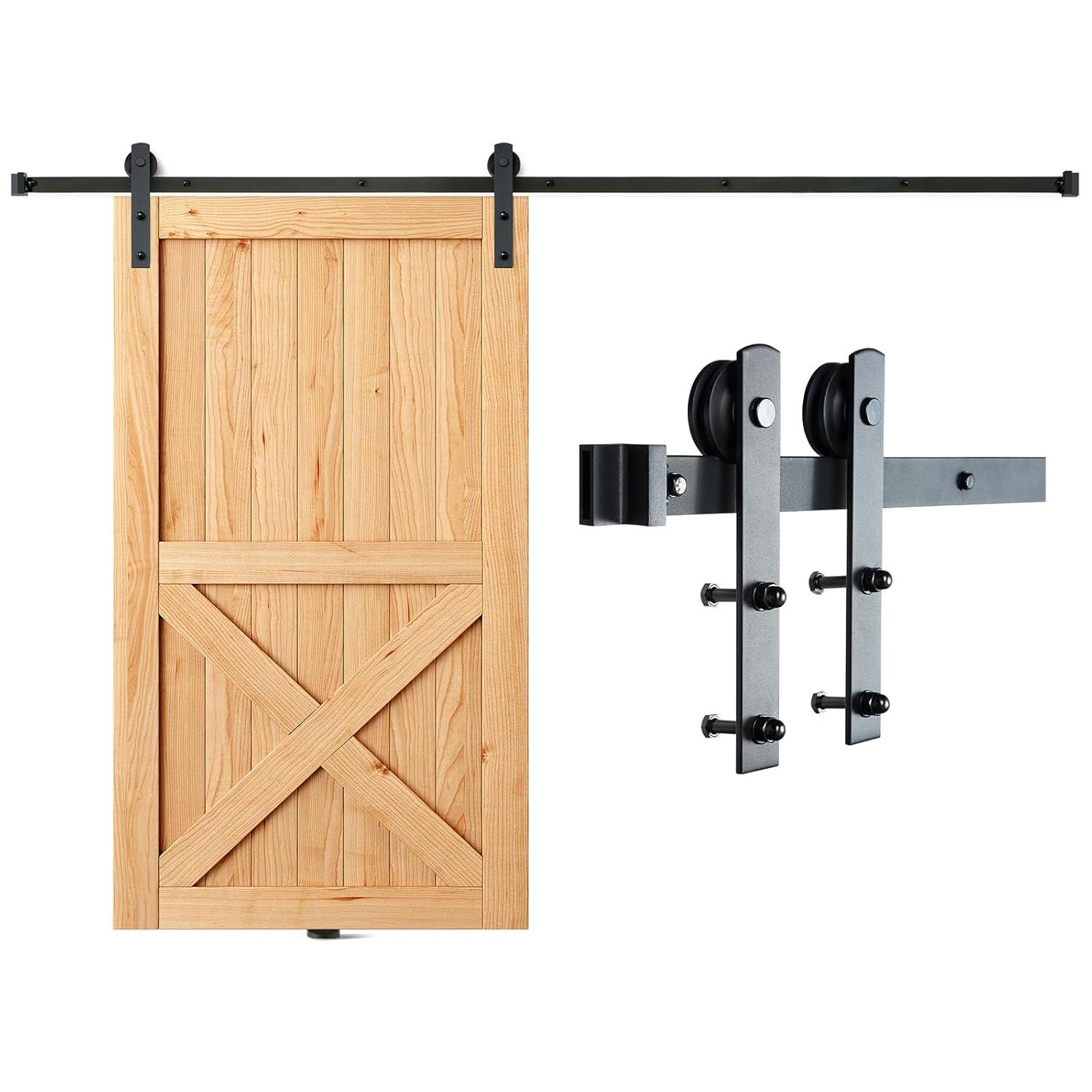 VEVOR Black Steel Single Door Barn Door Hardware Kit Standard Single