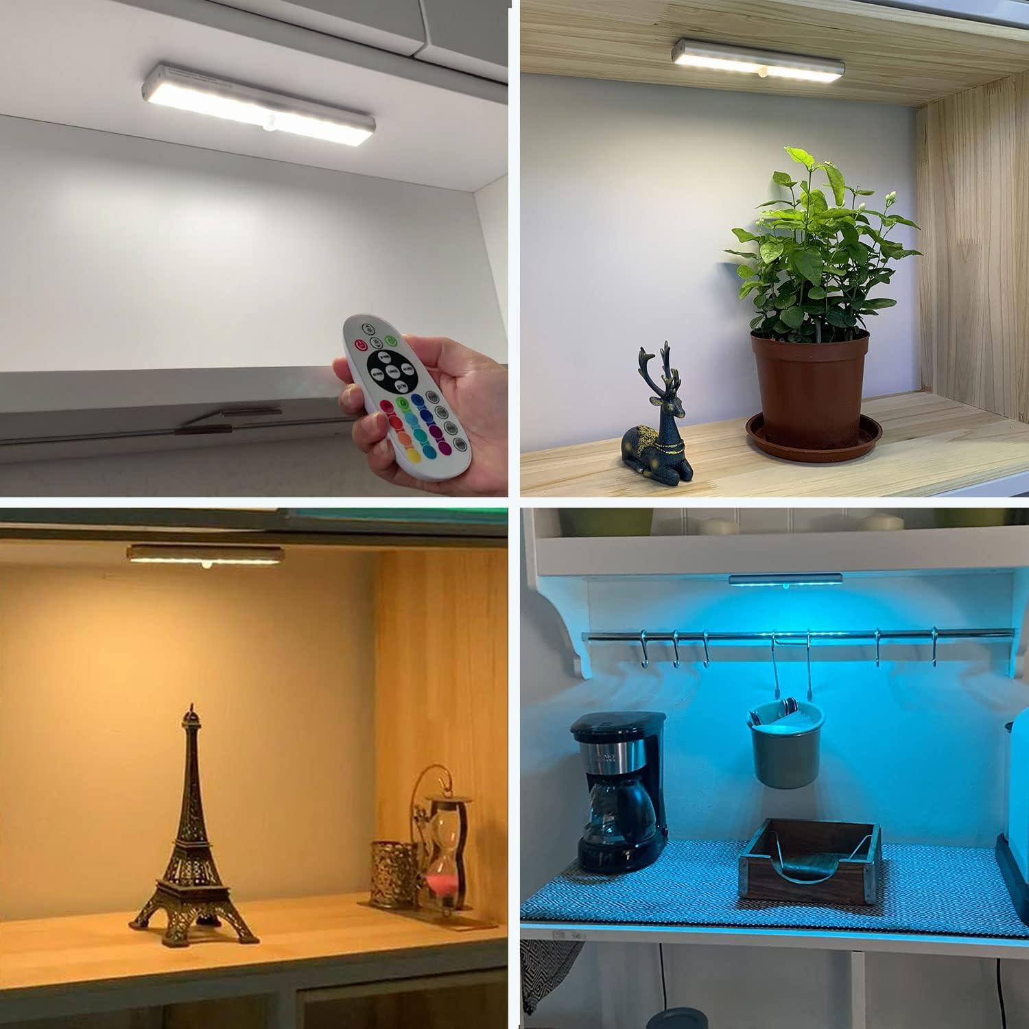 SZOKLED Under Cabinet Lights Wireless, 48-LED Under Cabinet Lighting Rechargeable, Closet Light with Timer & Dimmable, Under Counter Lights for Kitchen Shelf Pantry Desk (4 Packs)