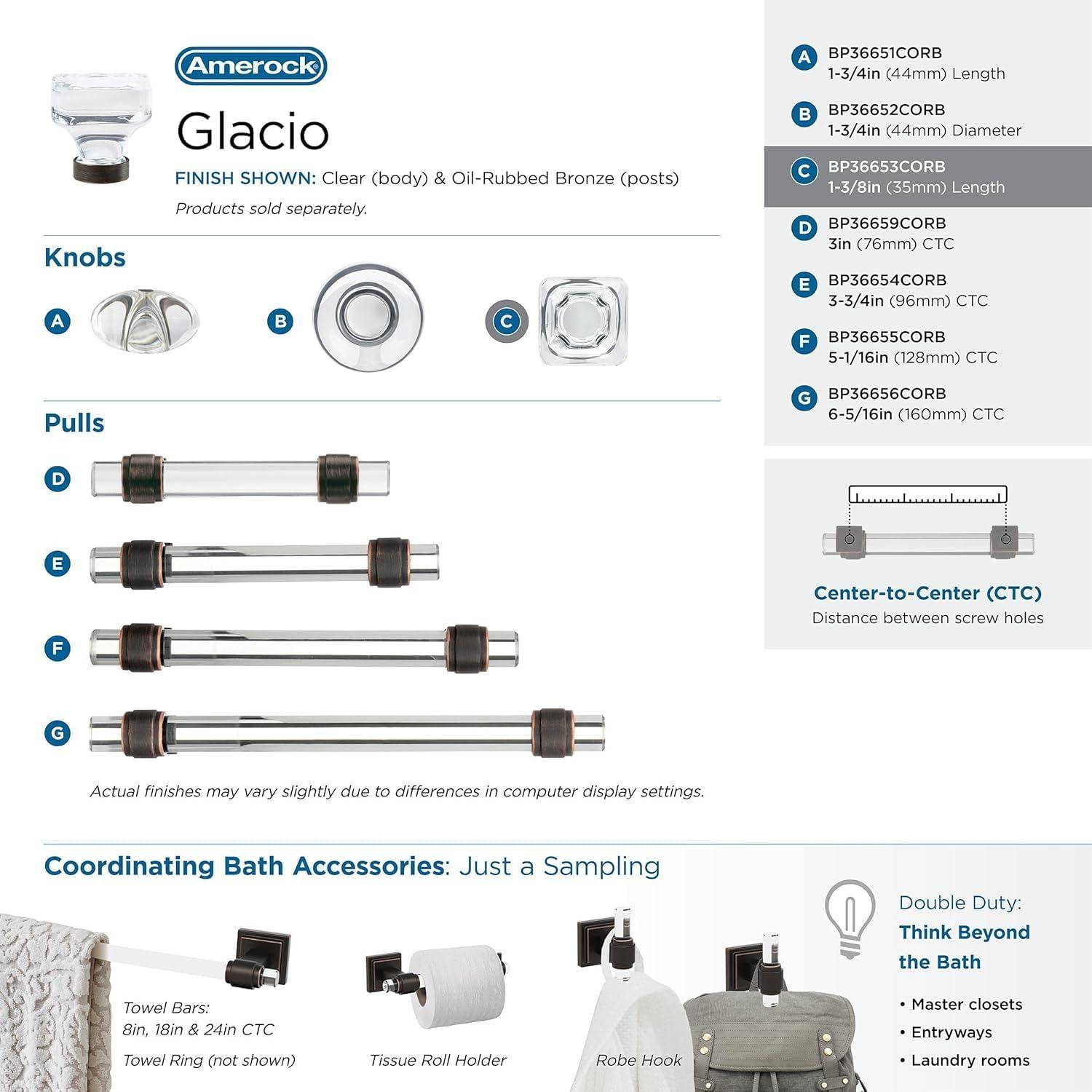 Glacio 1 3/8" Length Square Knob