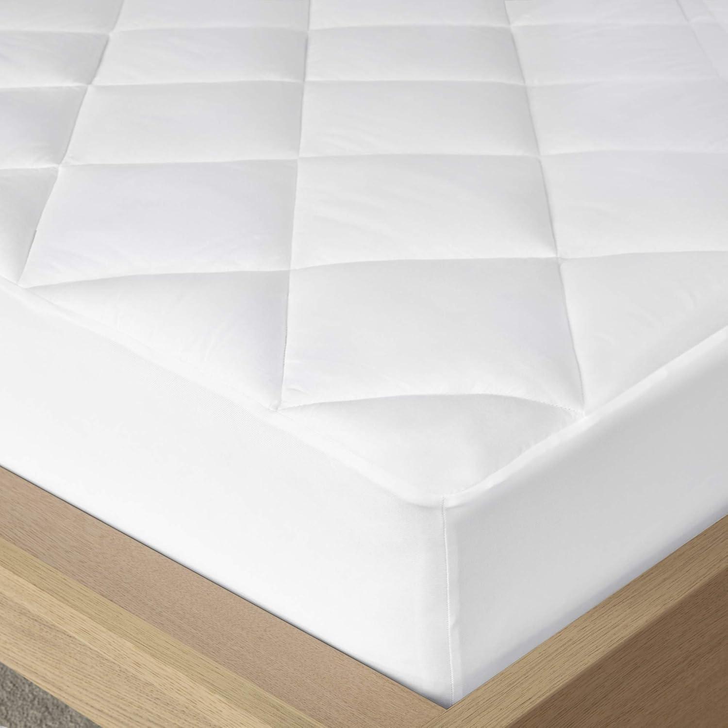 California King White Cotton Sateen Waterproof Mattress Pad