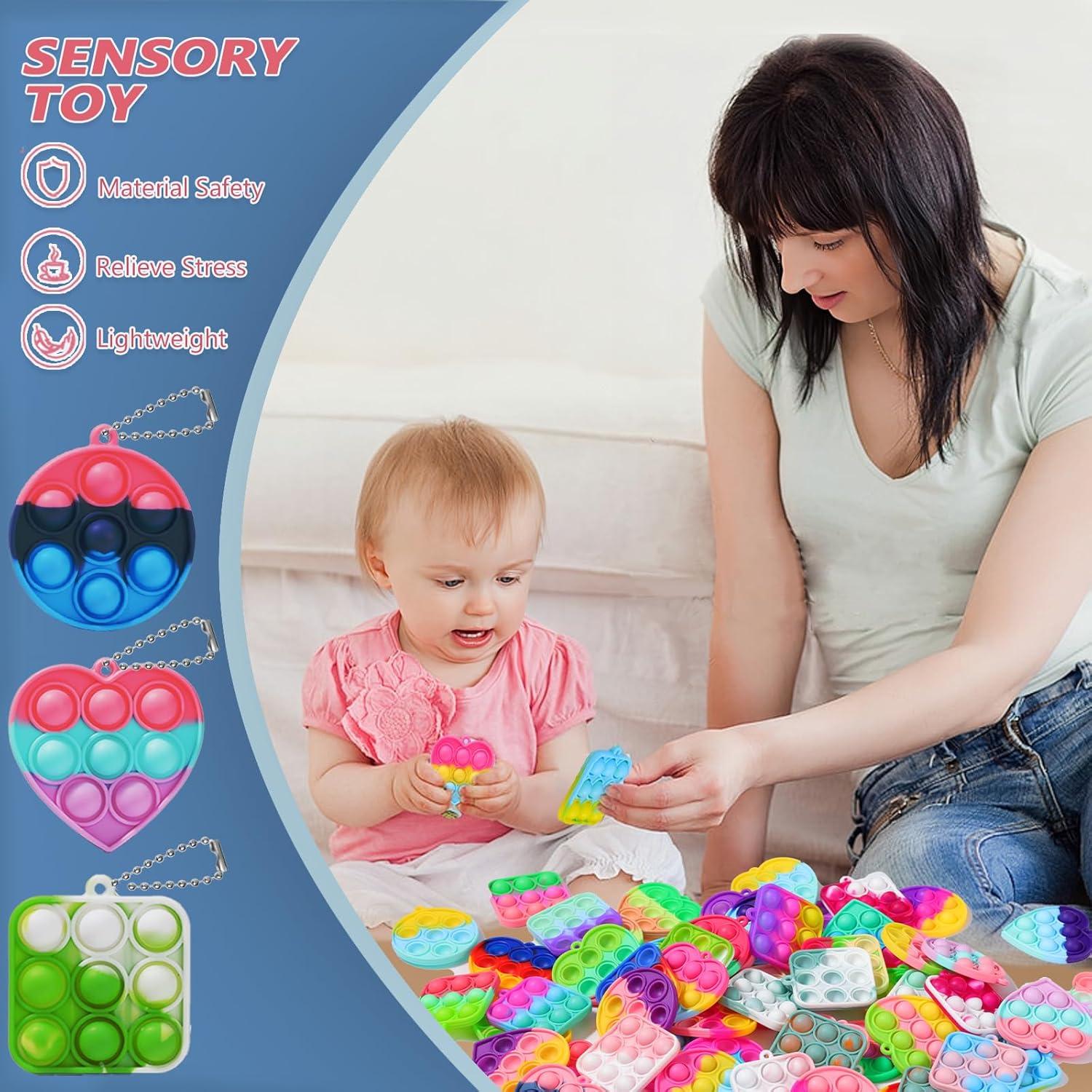 57PCS Party Favors for Kids, Fidget Toys Bulk Its Birthday Party Favors for Toddlers, Small Classroom Prizes Box Fidgets Toys, Goodie Bag Stuffers, Treasure Chest, Bubbles Poppers