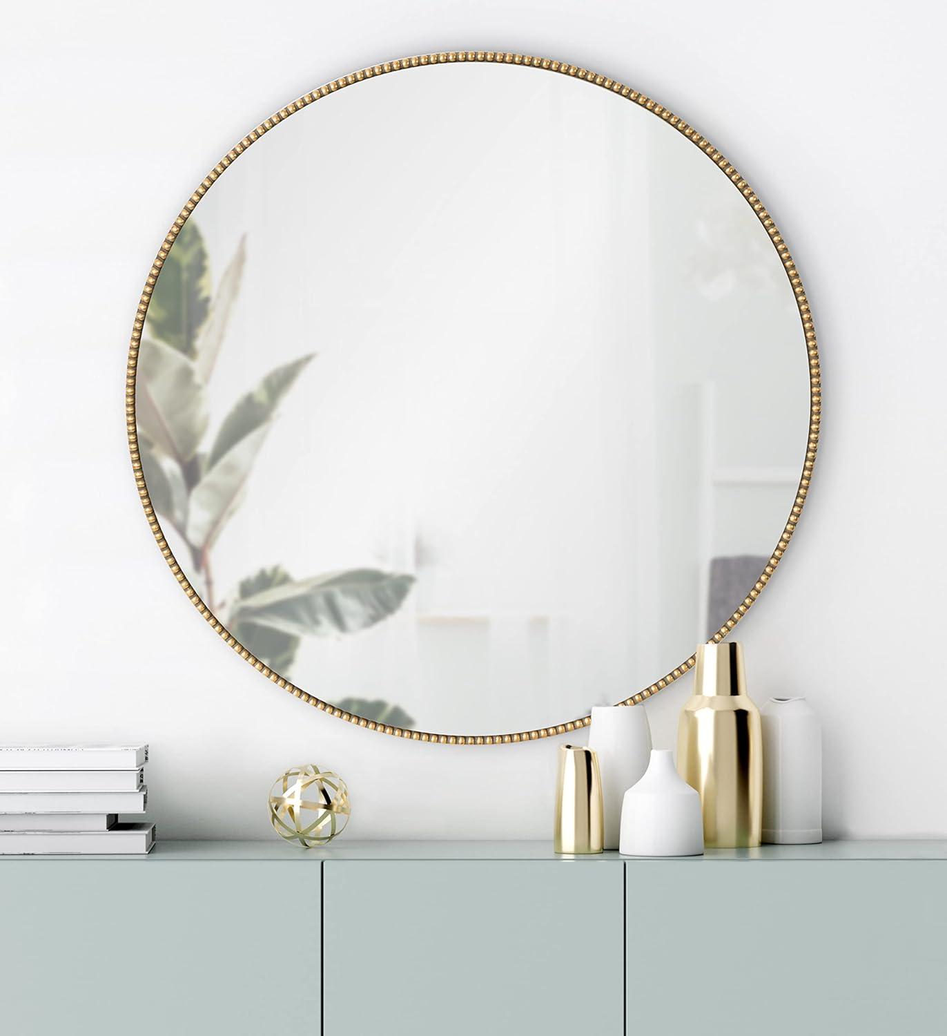 Gwendolyn Round Beaded Accent Wall Mirror Gold - Kate and Laurel