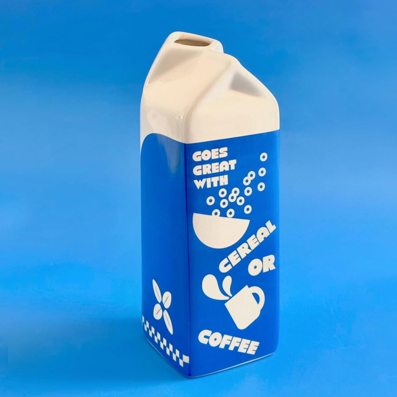 Retro Blue and White Porcelain Milk Carton Vase