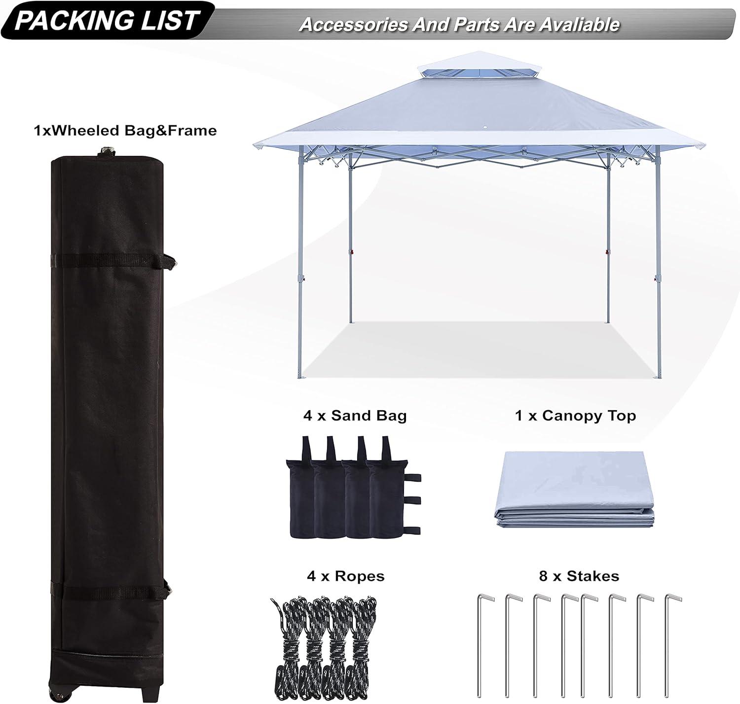 13 ft. × 13 ft. Pop-up Canopy with Rolling Storage Bag Light Gray/White