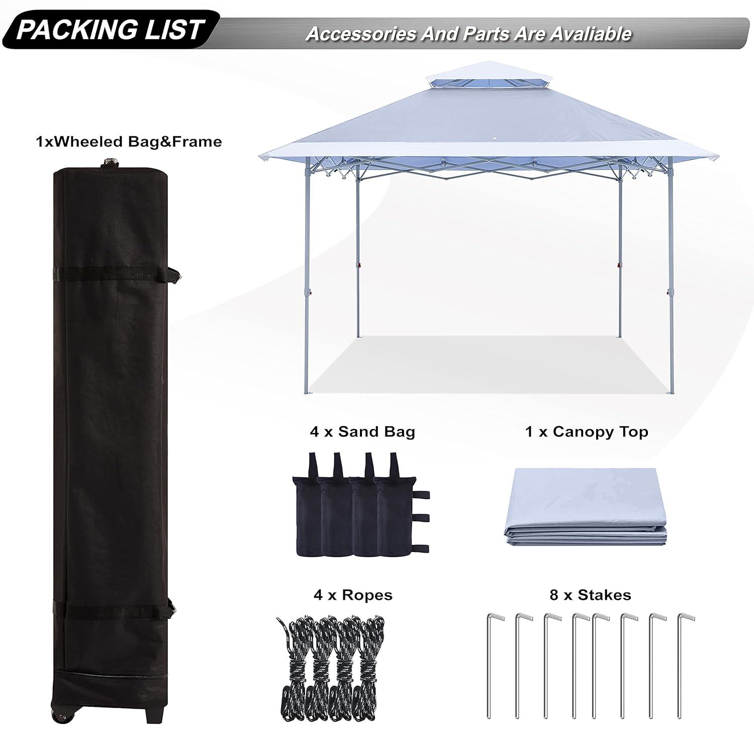 13 ft. x 13 ft. Pop-up Canopy with Rolling Storage Bag Light Gray/White
