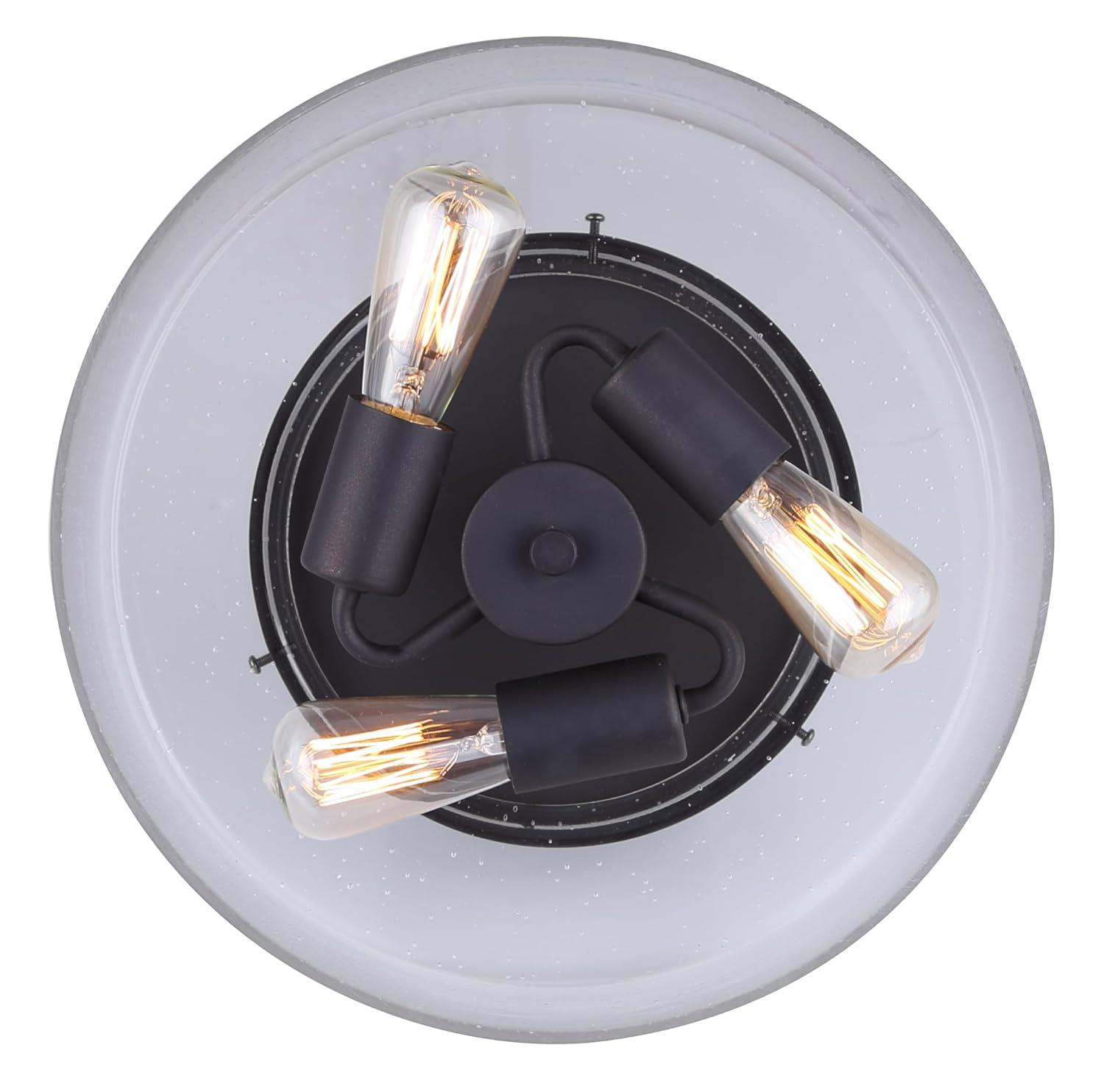 Nash 3-Light Oil Rubbed Bronze Semi-Flush Mount with Seeded Glass