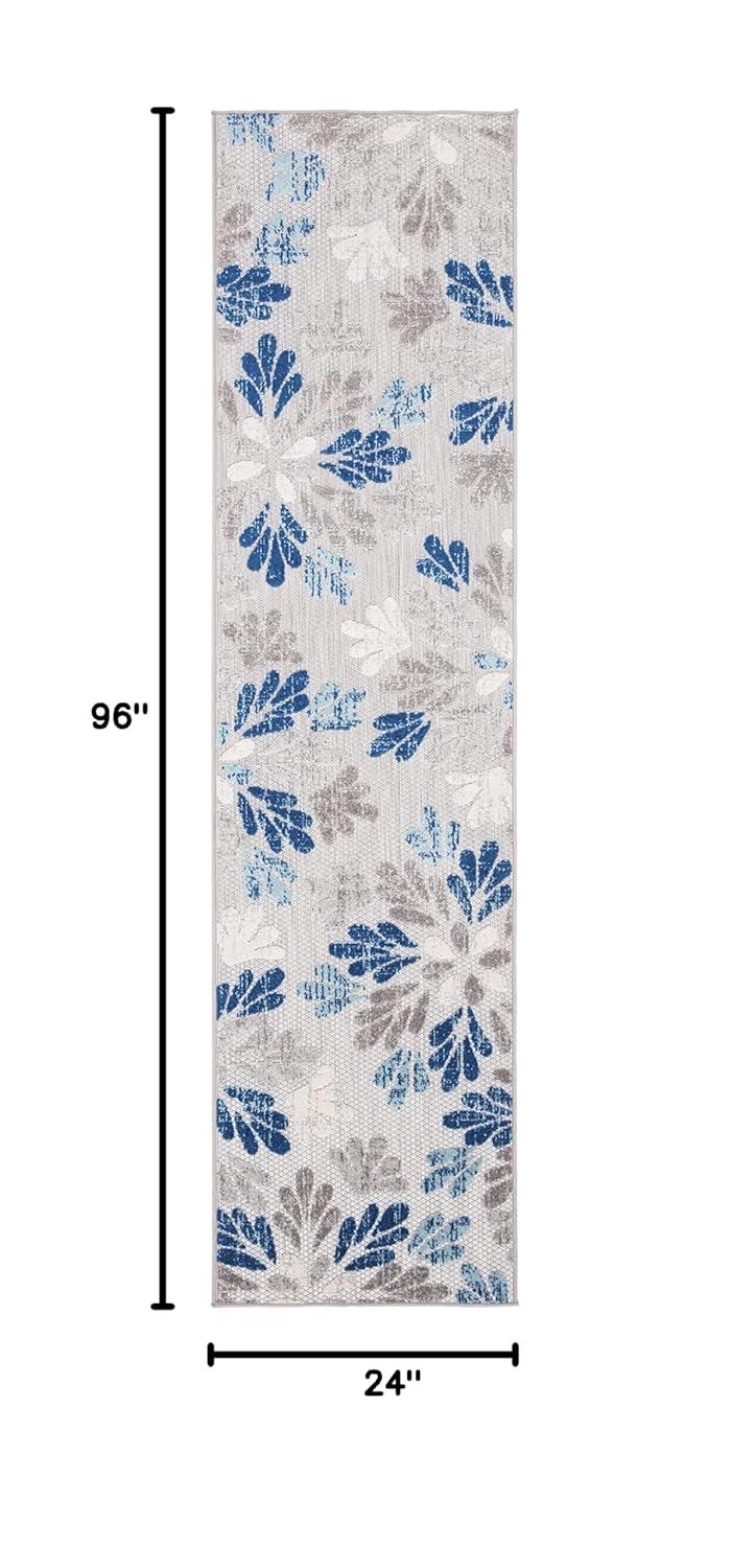Cabana CBN800 Power Loomed Indoor/Outdoor Runner Rug - Grey/Blue - 2'x8' - Safavieh