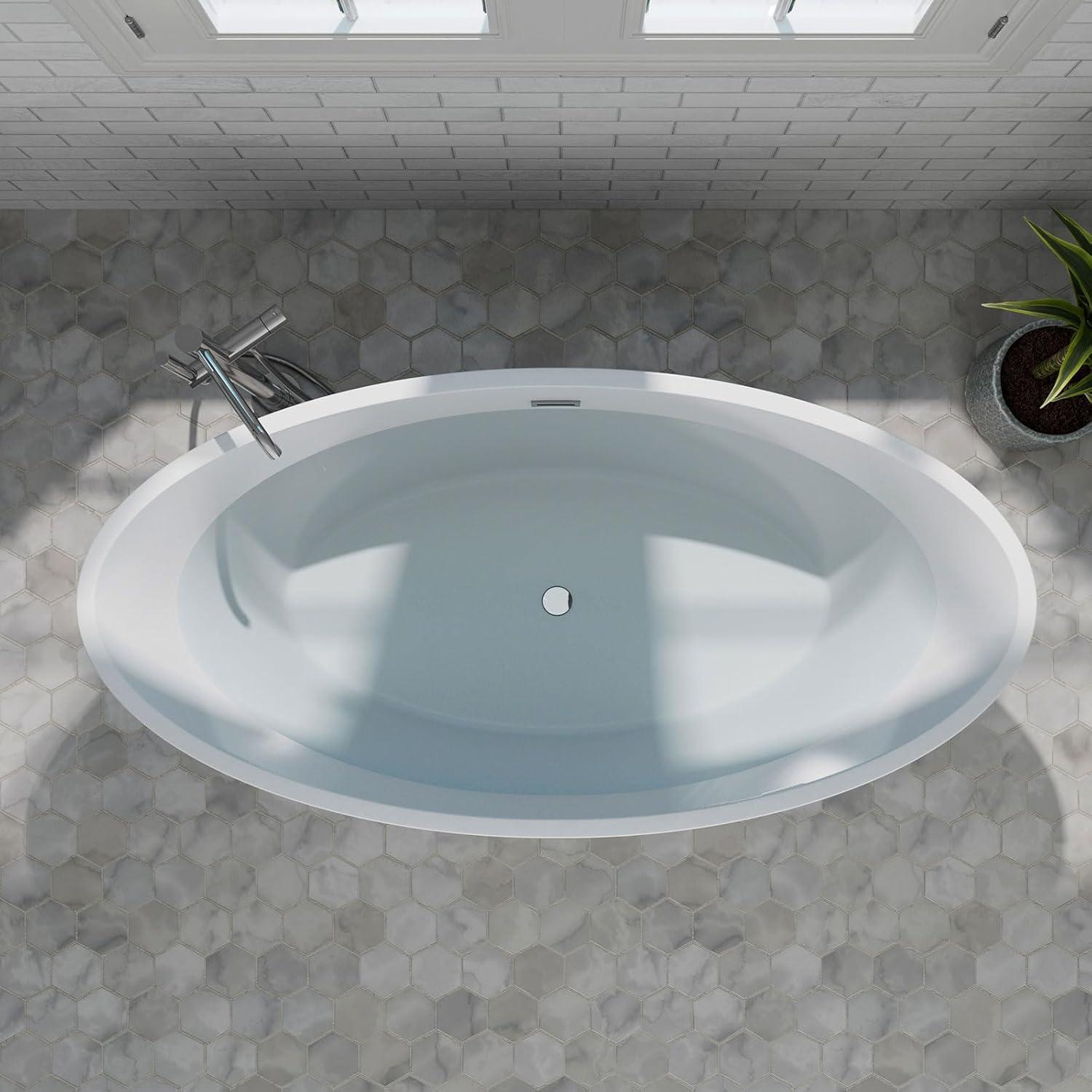 Empava 59'' White Acrylic Freestanding Oval Soaking Tub