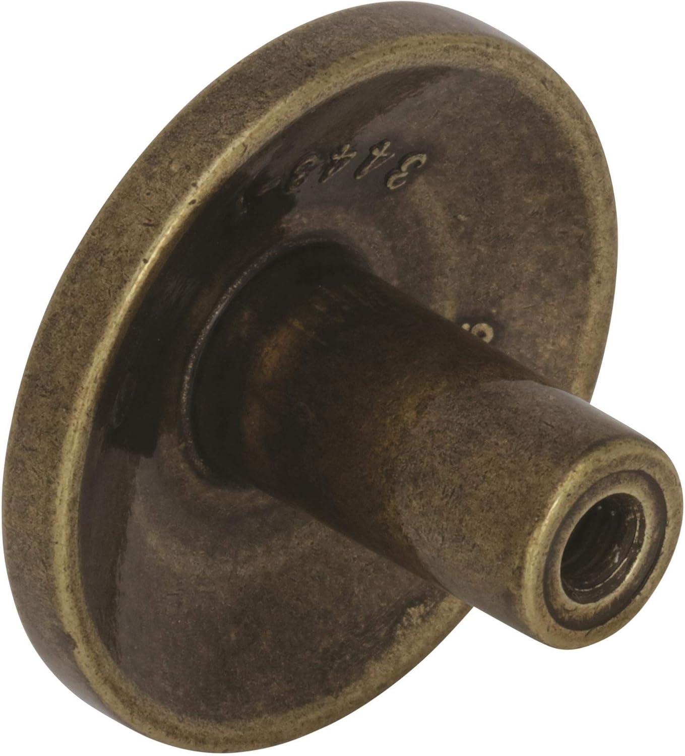 Burnished Brass Round Cabinet Knob with Mounting Hardware