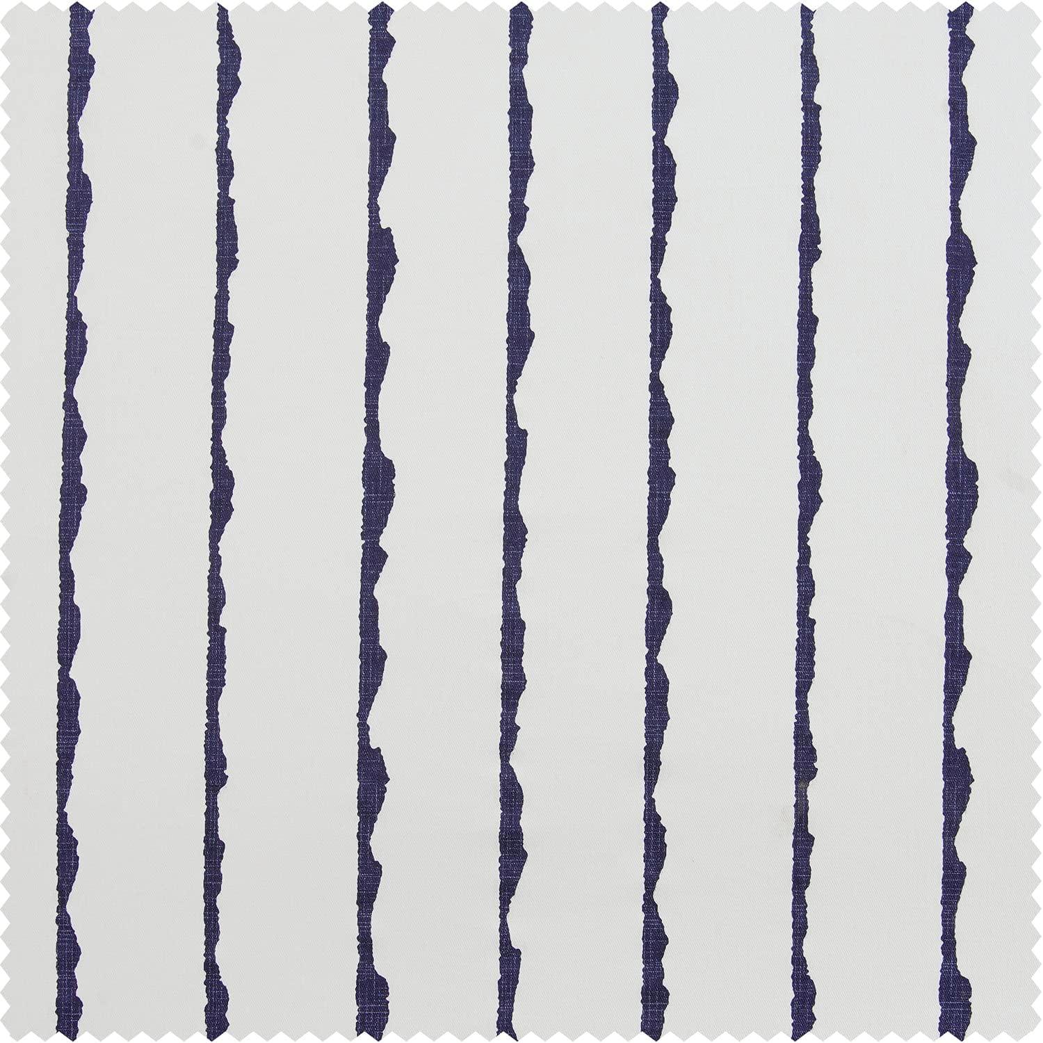 Exclusive Fabrics  Sharkskin Printed Cotton Tie-Up Window Shade (1 Panel) 46 X 63 - Sharkskin Blue Stripe