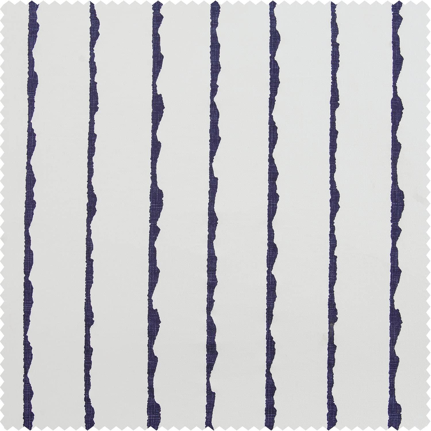 Exclusive Fabrics  Sharkskin Printed Cotton Tie-Up Window Shade (1 Panel) 46 X 63 - Sharkskin Blue Stripe