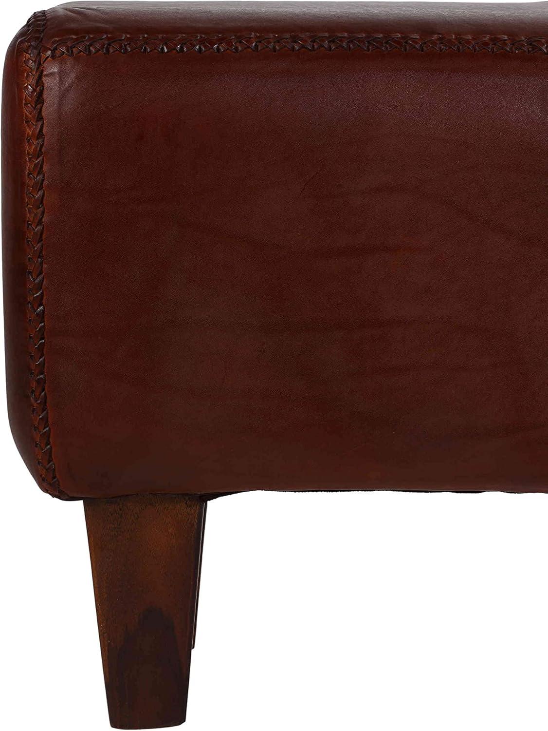 Genuine Leather Upholstered Bench