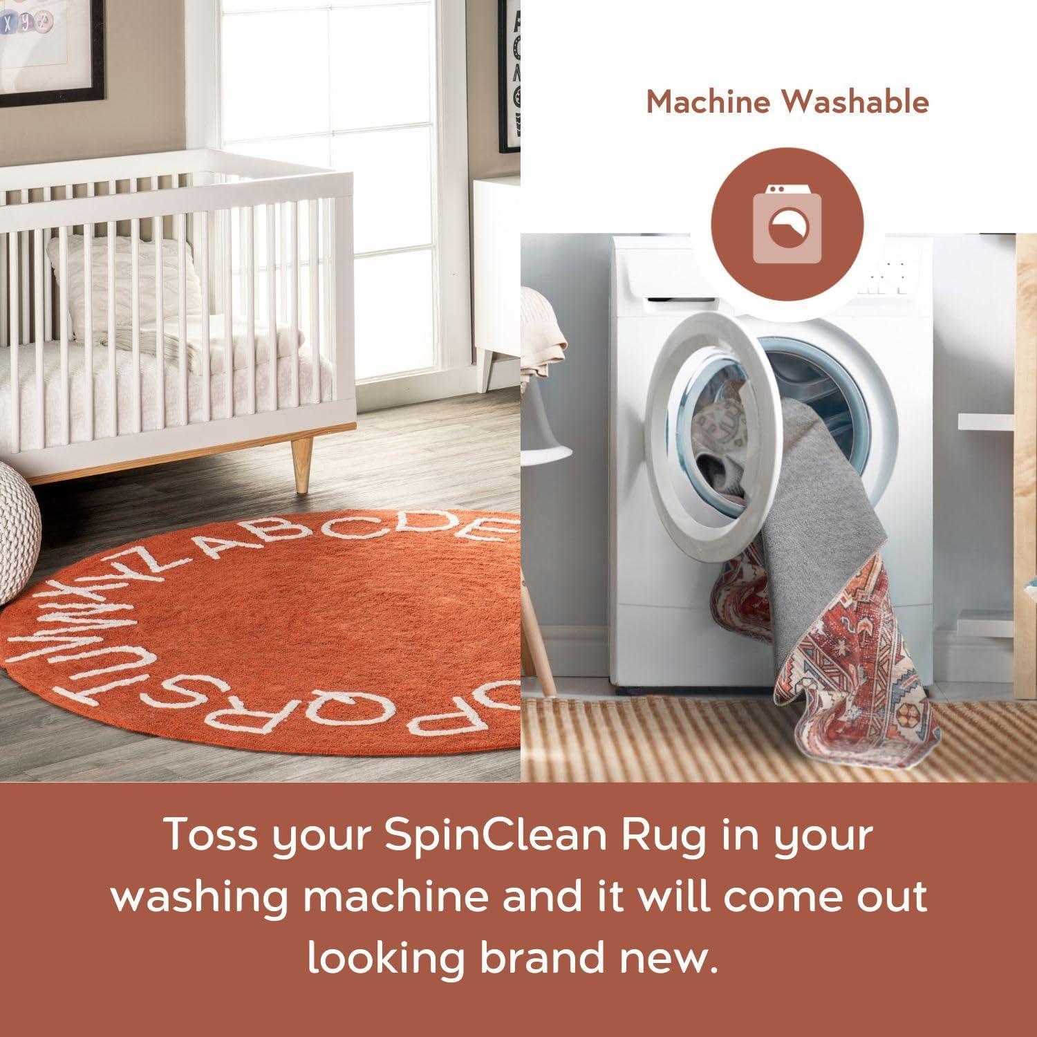 Nuloom Marli Pet Friendly Machine Washable Faded Medallion Area Rug, 5' x 8', Rust
