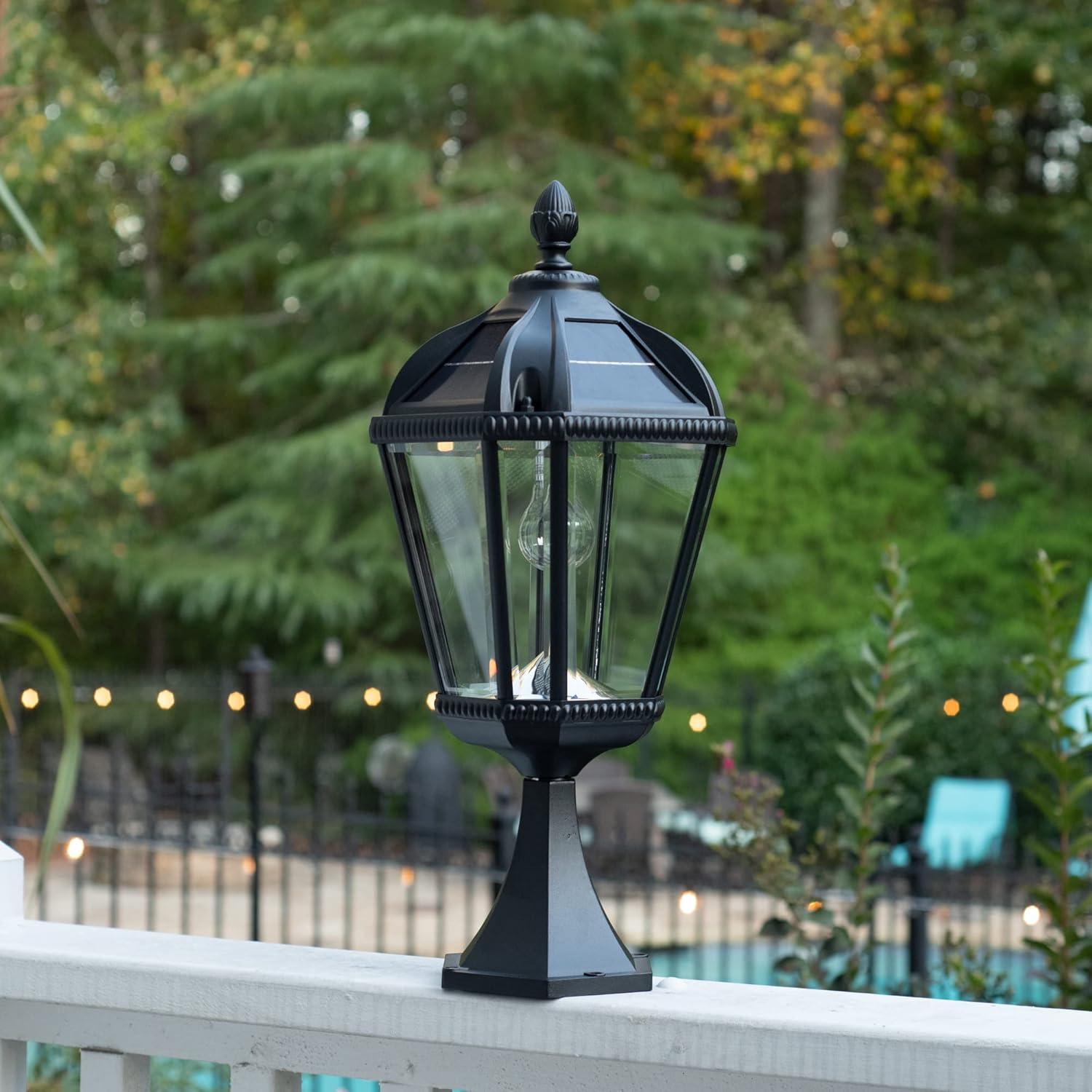 Black Aluminum and Glass Solar LED Lamp Post