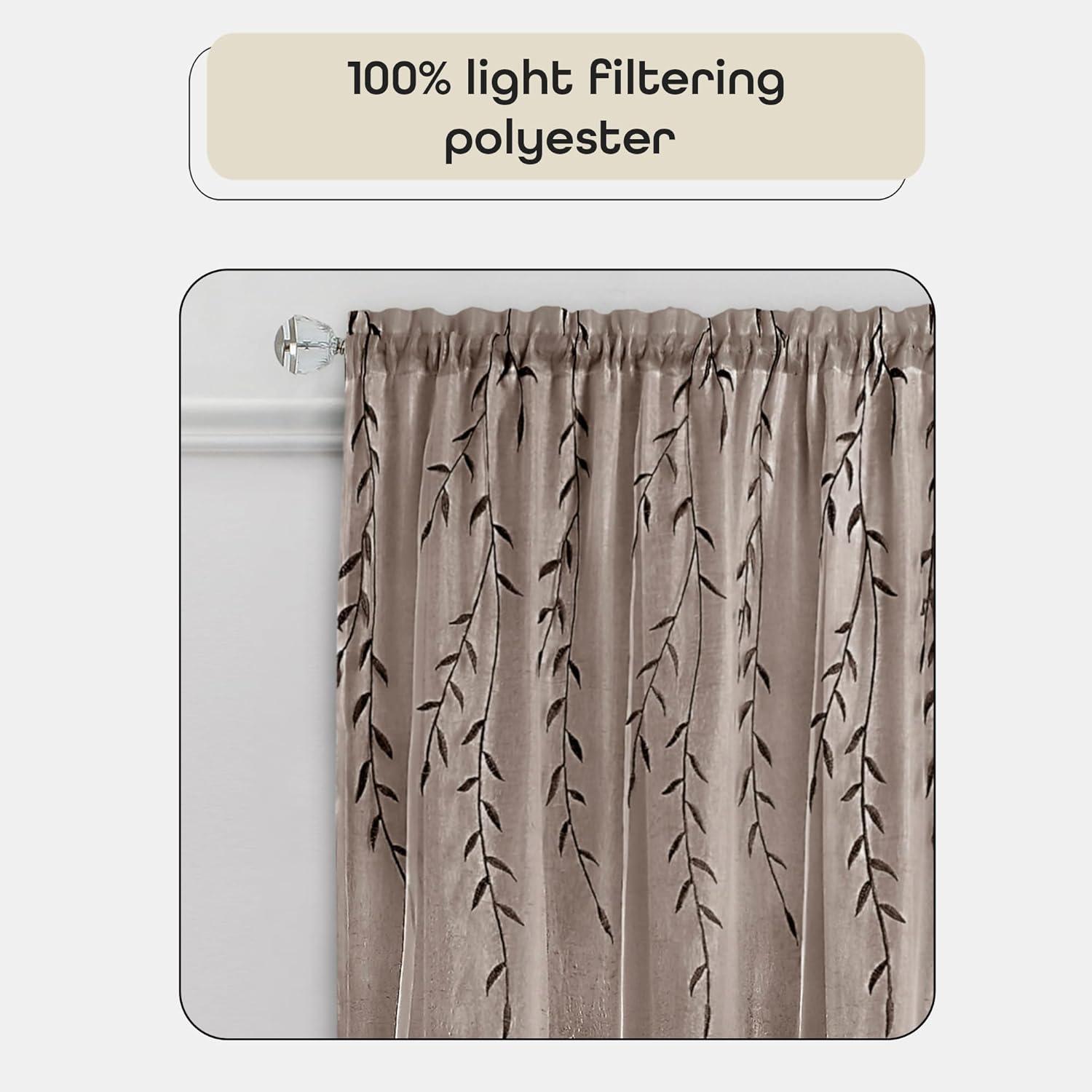 Traditional Elegance Willow Rod Pocket Window Curtain Panel - 42x63 - Toffee