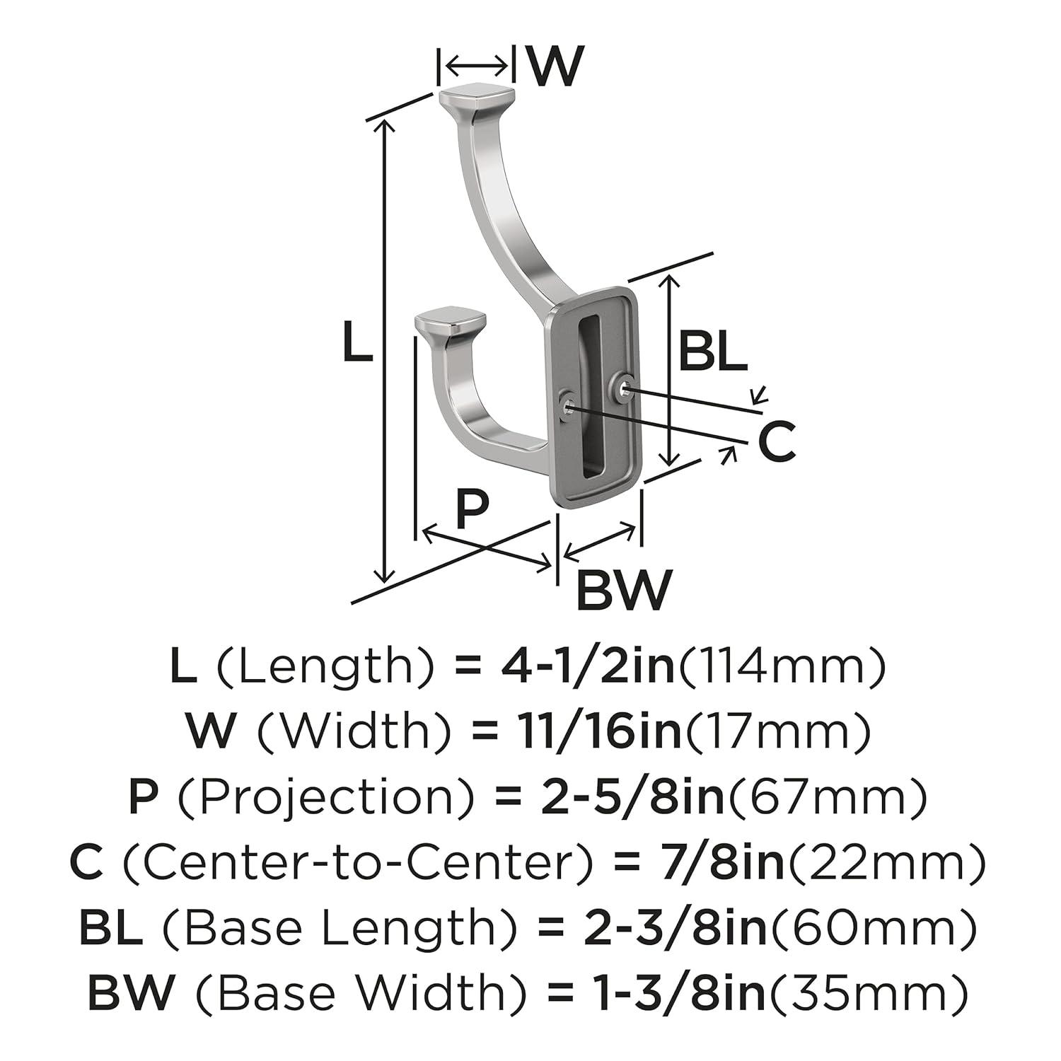 Amerock Alder Transitional Double Prong Decorative Wall Hook