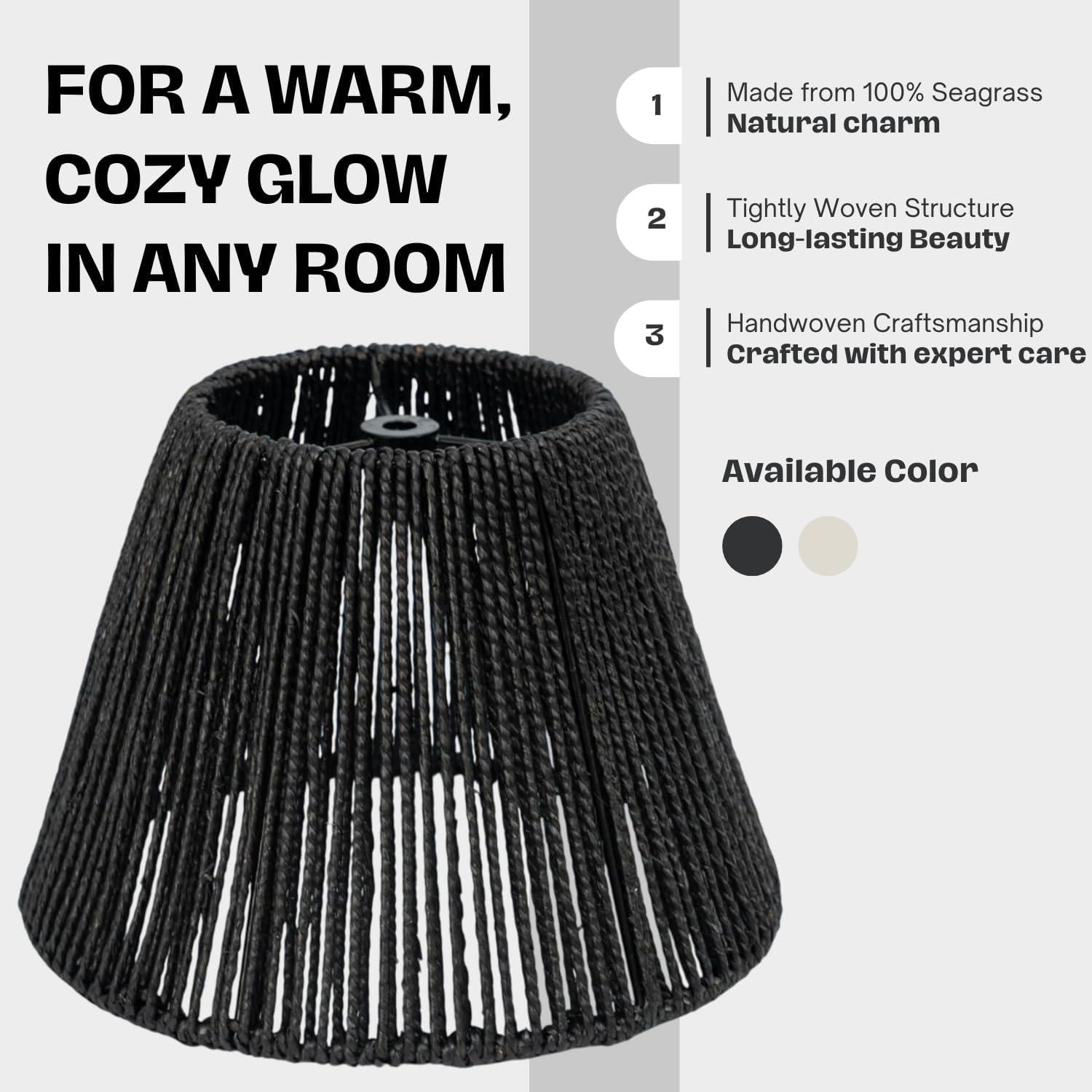 Bayou Breeze Bayou Breeze Farmhouse Water Hyacinth Drum Lamp Shades for Table Lamps, Wicker Pendant Light Shade Replacement, Rustic Light Fixture Cover, Woven Chandelier Replacement Shades for Living Room, Kitchen, Desk Decor, Spider Fitter