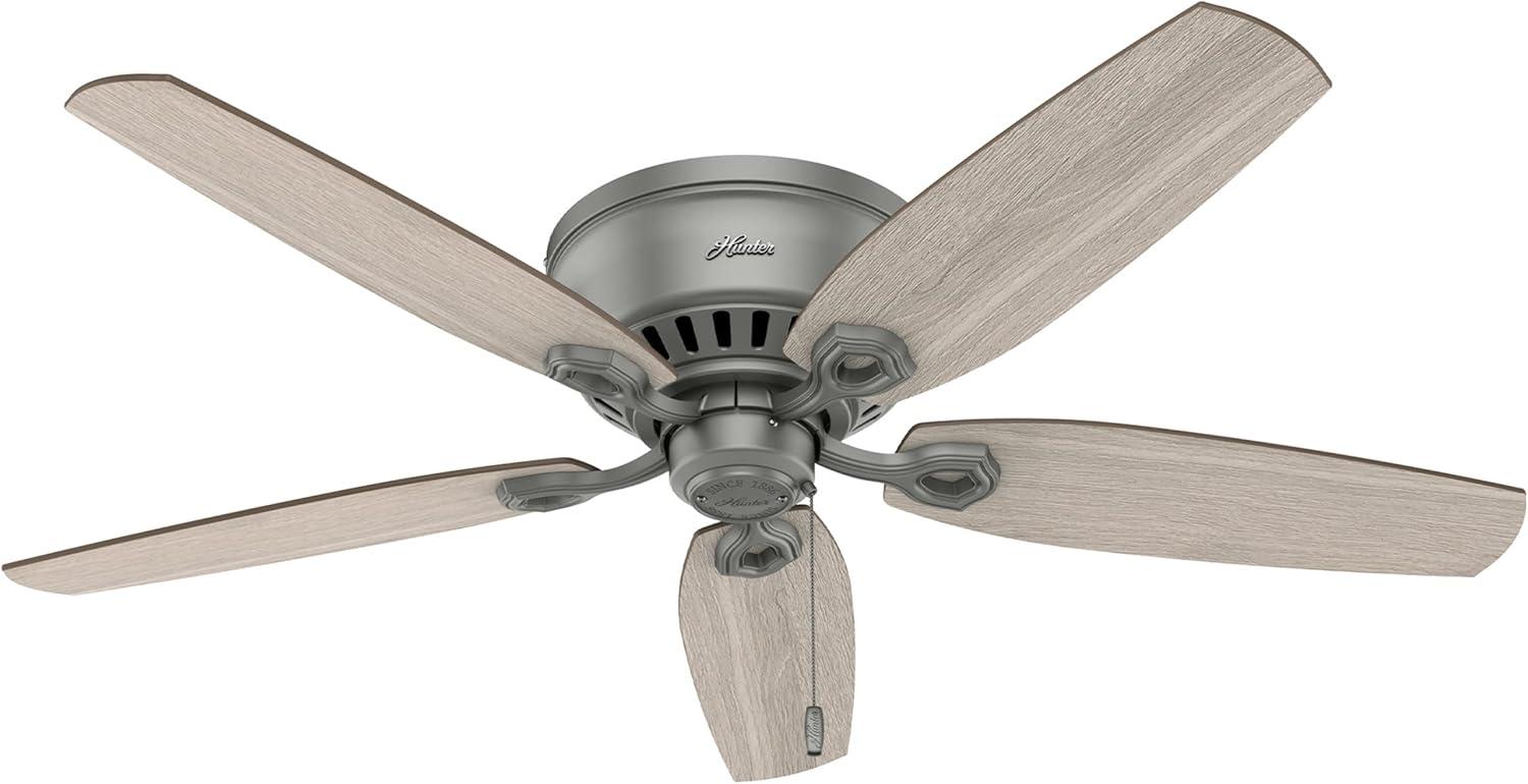 Builder Low Profile 52" 5 - Blade Flush Mount Ceiling Fan with Lights and Pull Chains