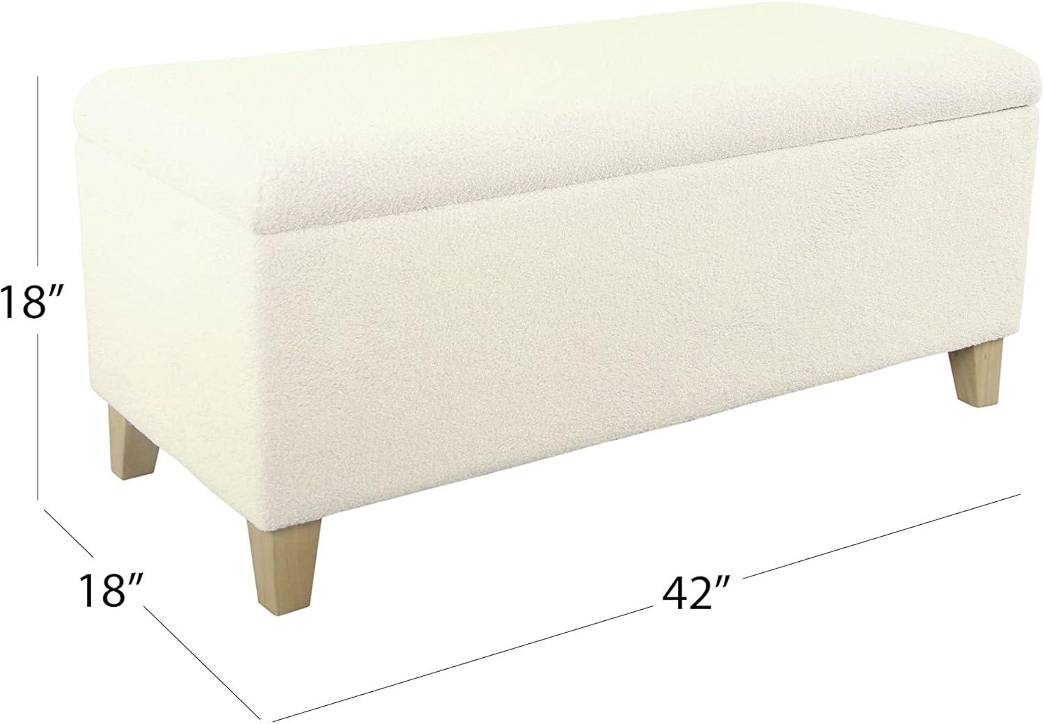 Faux Shearling Storage Bench Cream - HomePop: Ottoman with Hinged Lid, Bedroom & Living Room