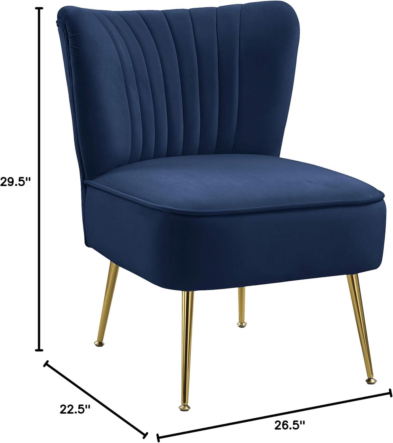 Navy Velvet Accent Chair with Gold Steel Legs