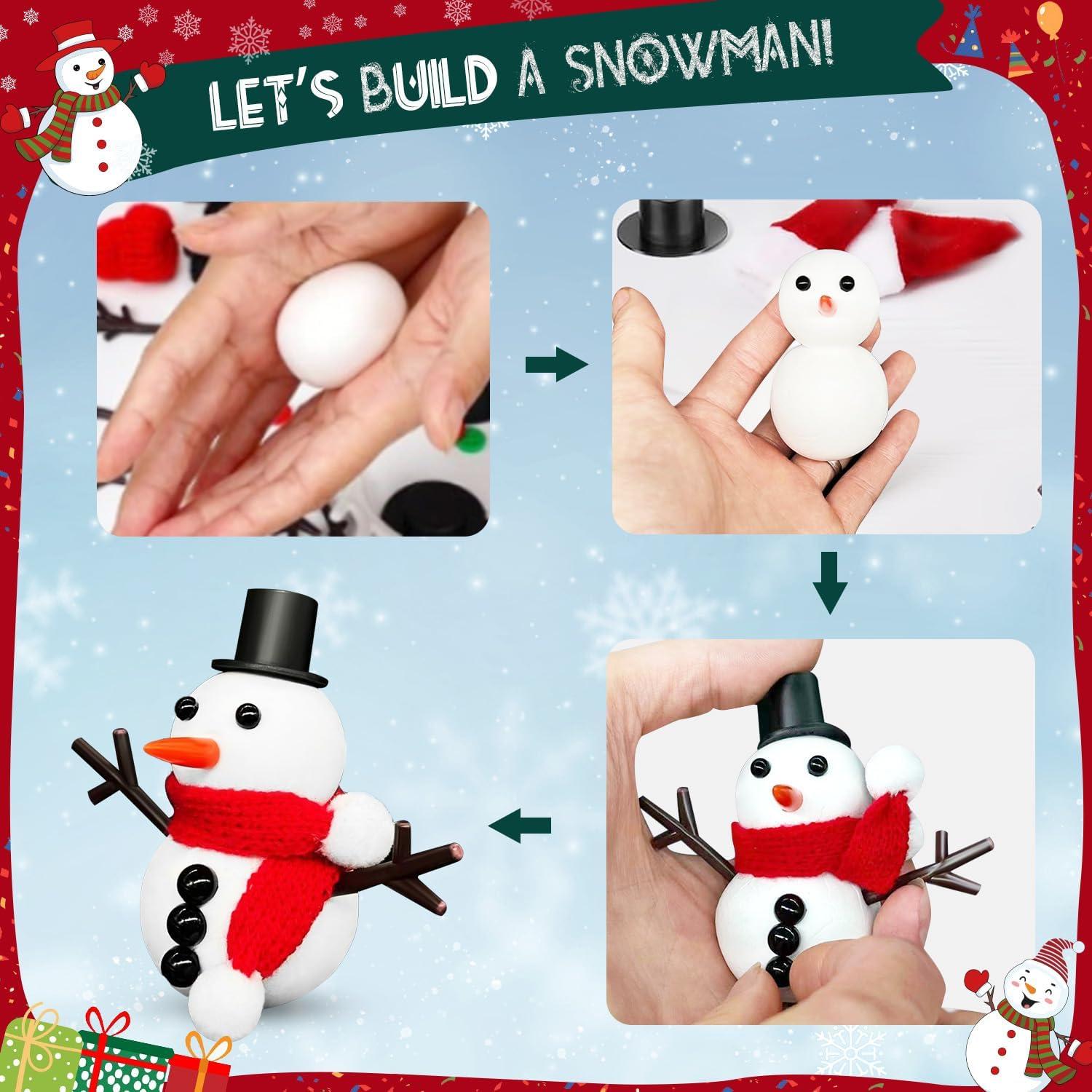 12 Pack Build a Snowman Kit Christmas Stocking Stuffers Christmas Crafts for Kids, Xmas Gifts Birthday Gifts Air Dry Clay for Kids