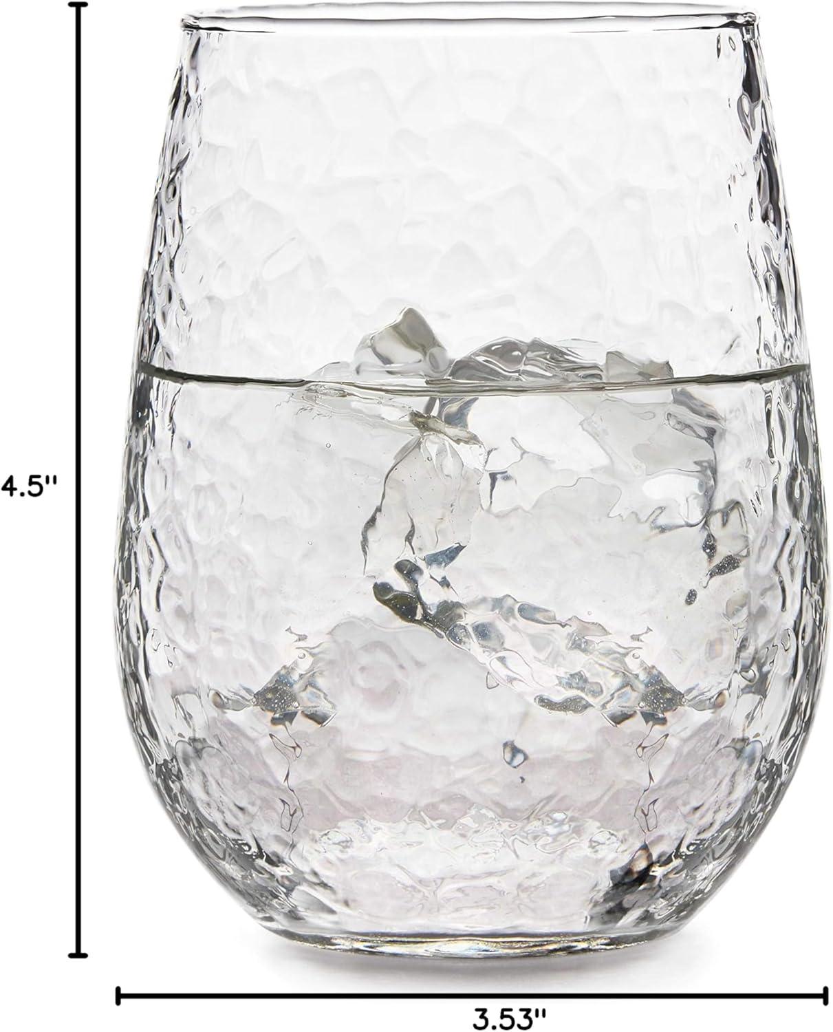 Hammered Libbey Stemless All-Purpose Wine Glasses