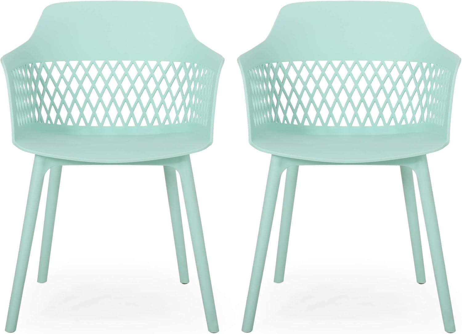 Mint Polypropylene Resin Outdoor Dining Chair Set of 2