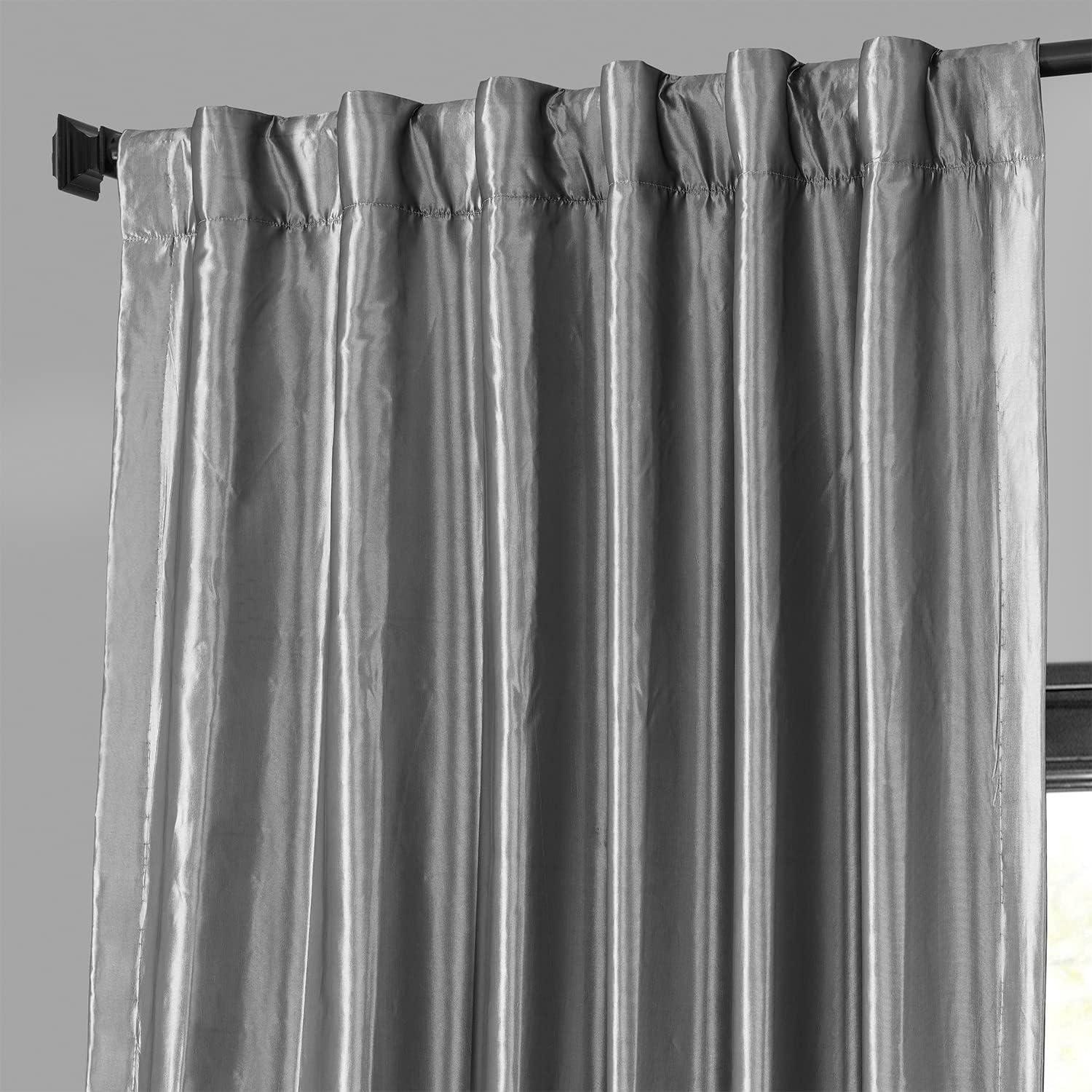 Platinum Blackout Faux Silk Taffeta Curtain (1 Panel), Platinum, 50W X 84L