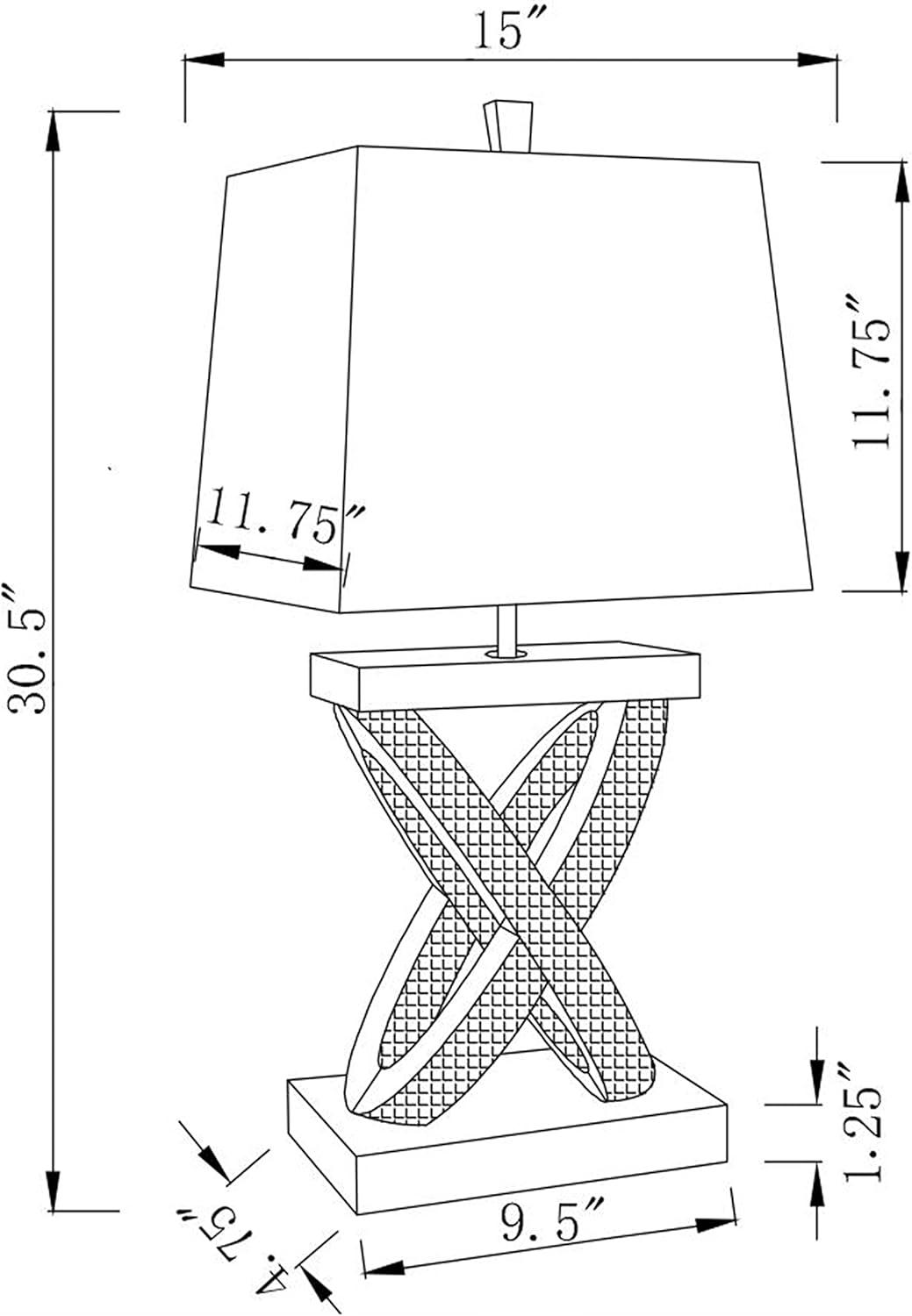 Coaster Contemporary Wood Table Lamp with Rectangle Shade in Mirrored