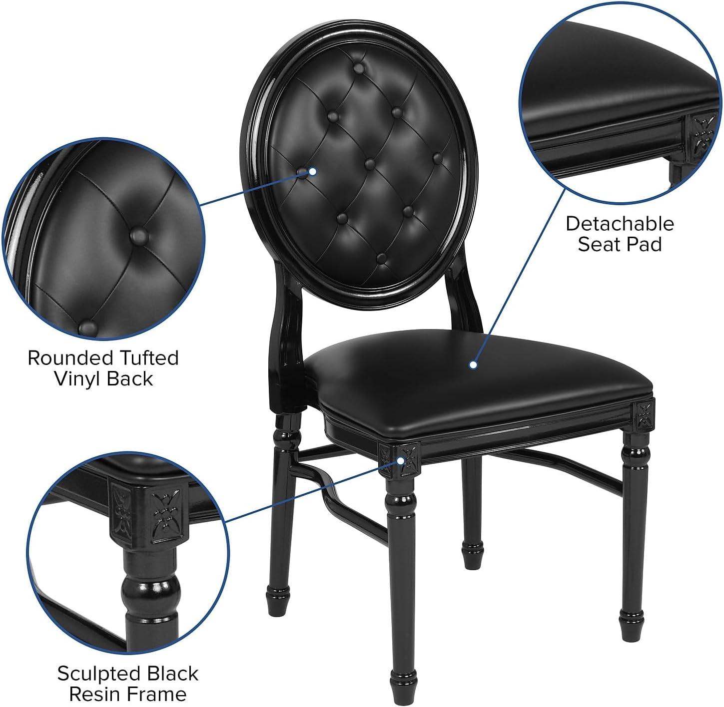 Flash Furniture HERCULES Series 900 lb. Capacity King Louis Chair with Tufted Back, Black Vinyl Seat and Black Frame