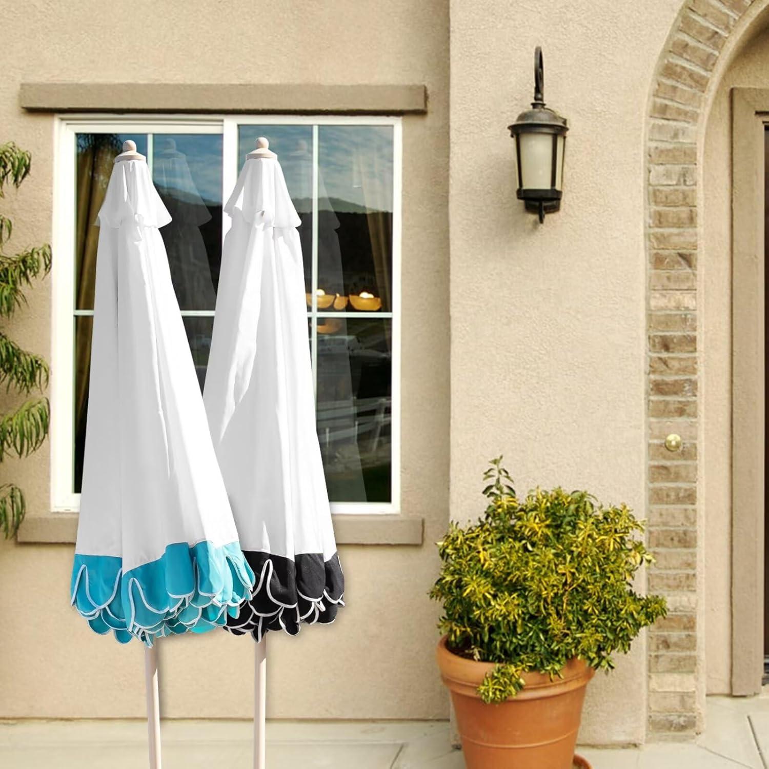 9Ft Elegant Valance Patio Umbrella, Outdoor Umbrellas for Patio with Auto-Tilt and Crank Systerm, Table Umbrella for Outdoors, Poolside,Beach, Backyard