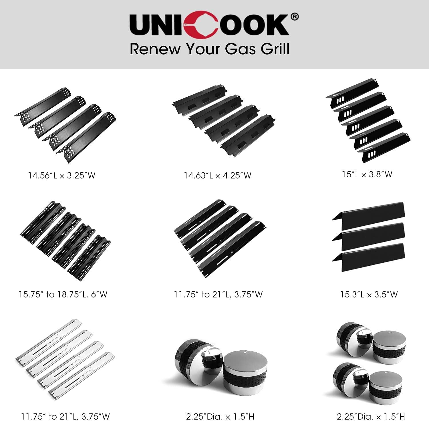 Unicook 15 Inch Grill Heat Plates for Dyna-Glo, Grill Burner Covers, Grill Parts Porcelain Heat Shields for Backyard, 4 Pack