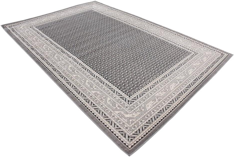 Gray Rectangular Stain-Resistant Synthetic Area Rug 6' x 9'