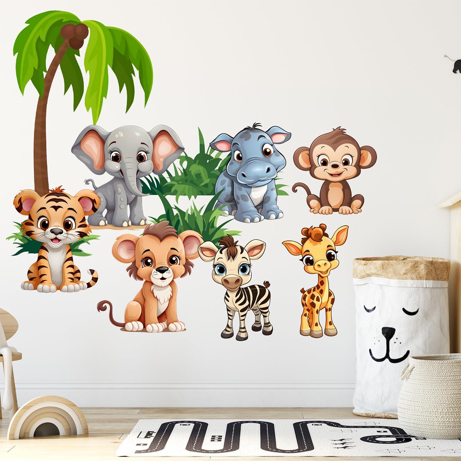 Premium Vinyl Jungle Animal Wall Decals for Nursery & Kids' Room